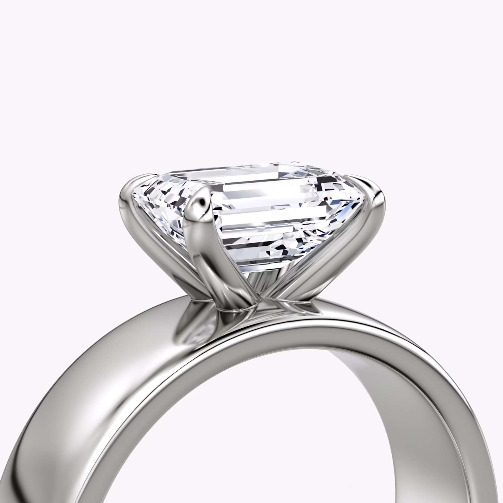 Cigar Band Solitaire | Emerald | 18k | White Gold | bandWidth: 6mm | diamondOrientation: horizontal | caratWeight: other