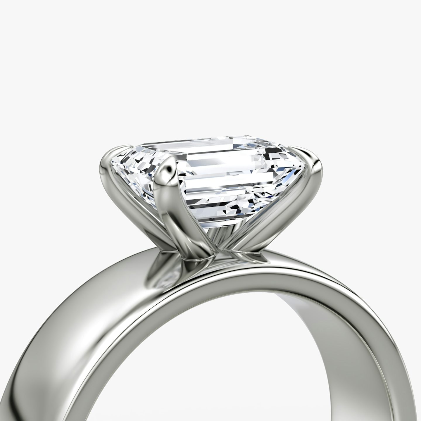 Cigar Band Solitaire | Emerald | 18k | White Gold | bandWidth: 6mm | diamondOrientation: horizontal | caratWeight: other