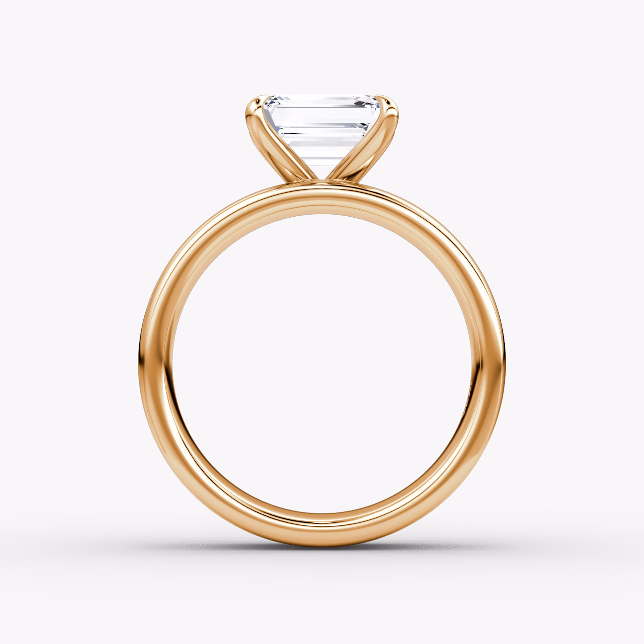 Cigar Band Solitaire | Emerald | 14k | Rose Gold | bandWidth: 6mm | diamondOrientation: horizontal | caratWeight: other