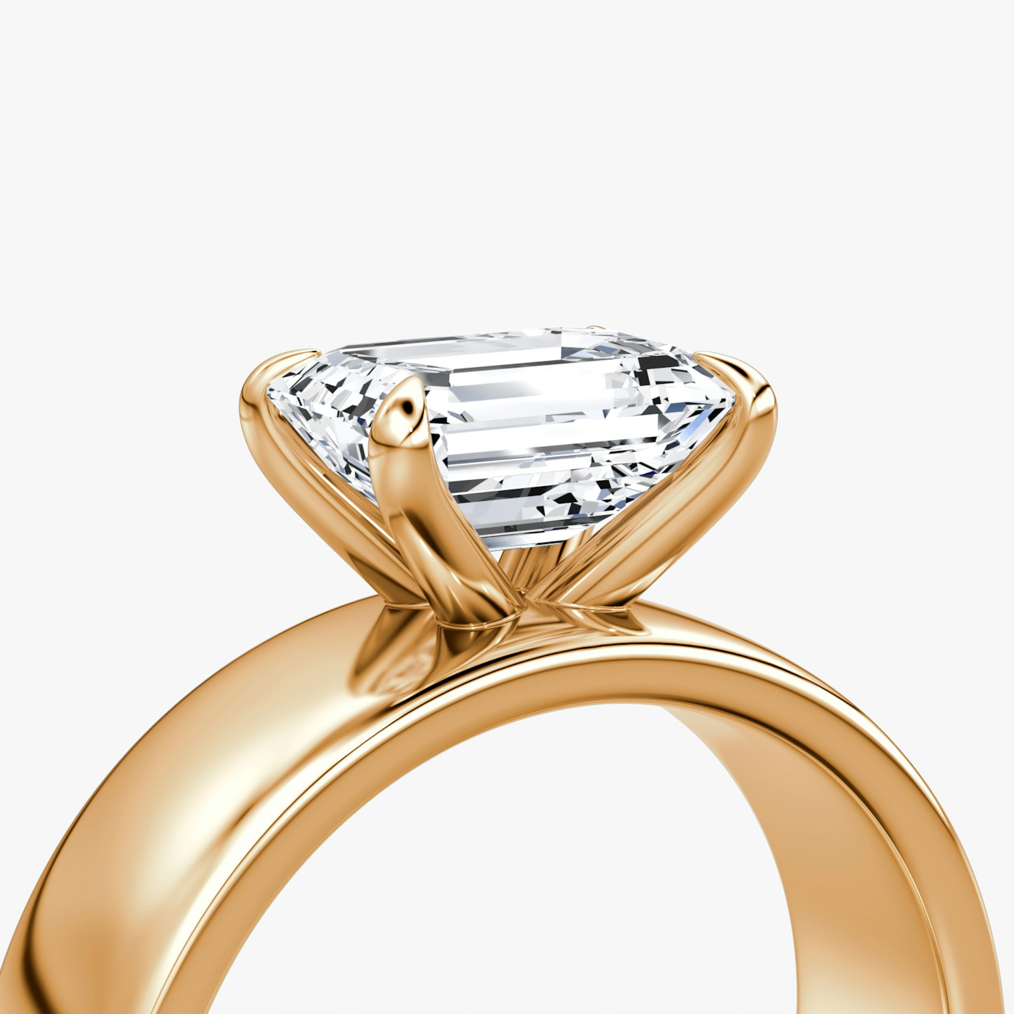 Cigar Band Solitaire | Emerald | 14k | Rose Gold | bandWidth: 6mm | diamondOrientation: horizontal | caratWeight: other