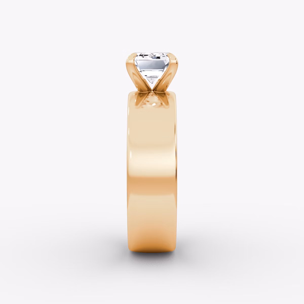 Cigar Band Solitaire | Emerald | 14k | Rose Gold | bandWidth: 6mm | diamondOrientation: horizontal | caratWeight: other