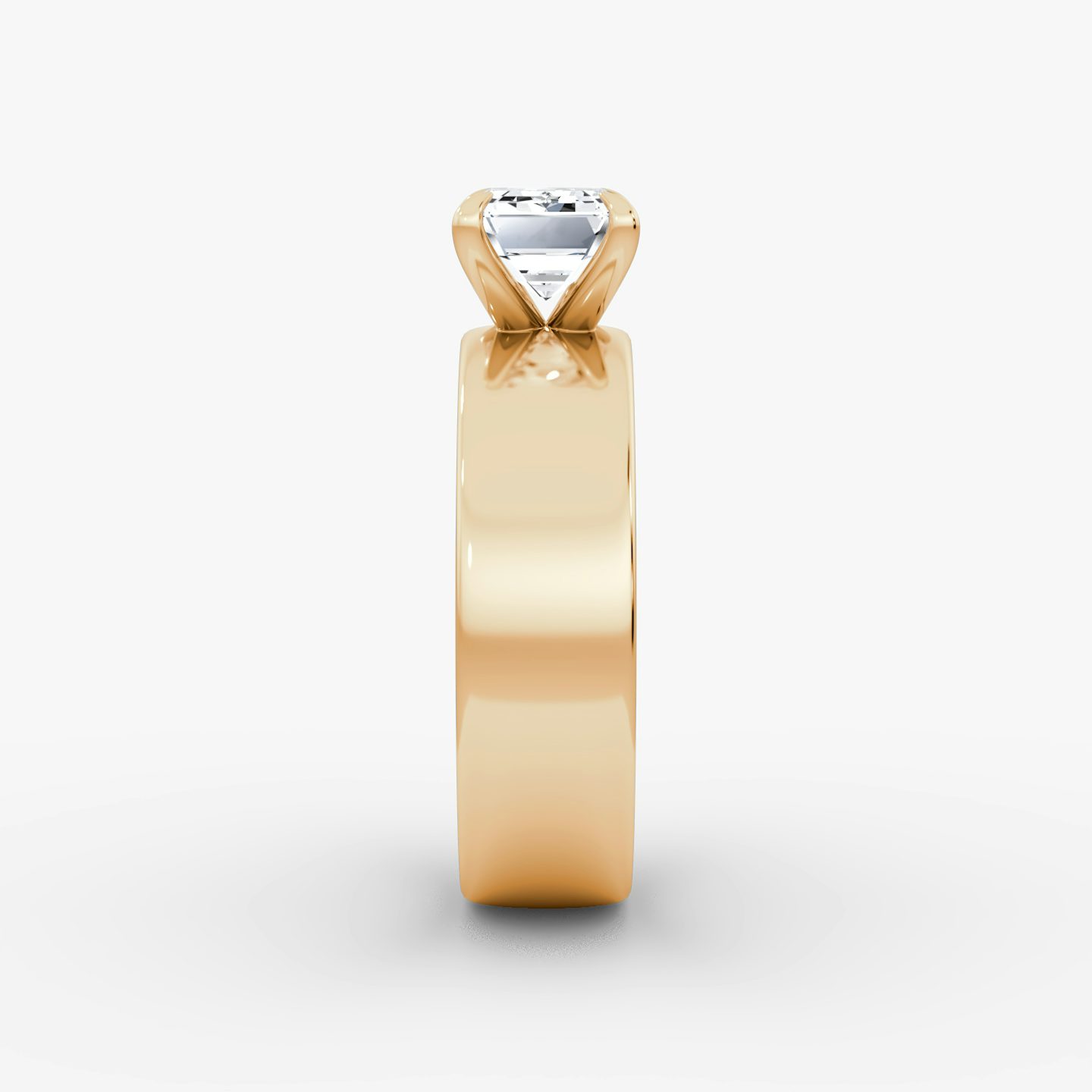Cigar Band Solitaire | Emerald | 14k | Rose Gold | bandWidth: 6mm | diamondOrientation: horizontal | caratWeight: other