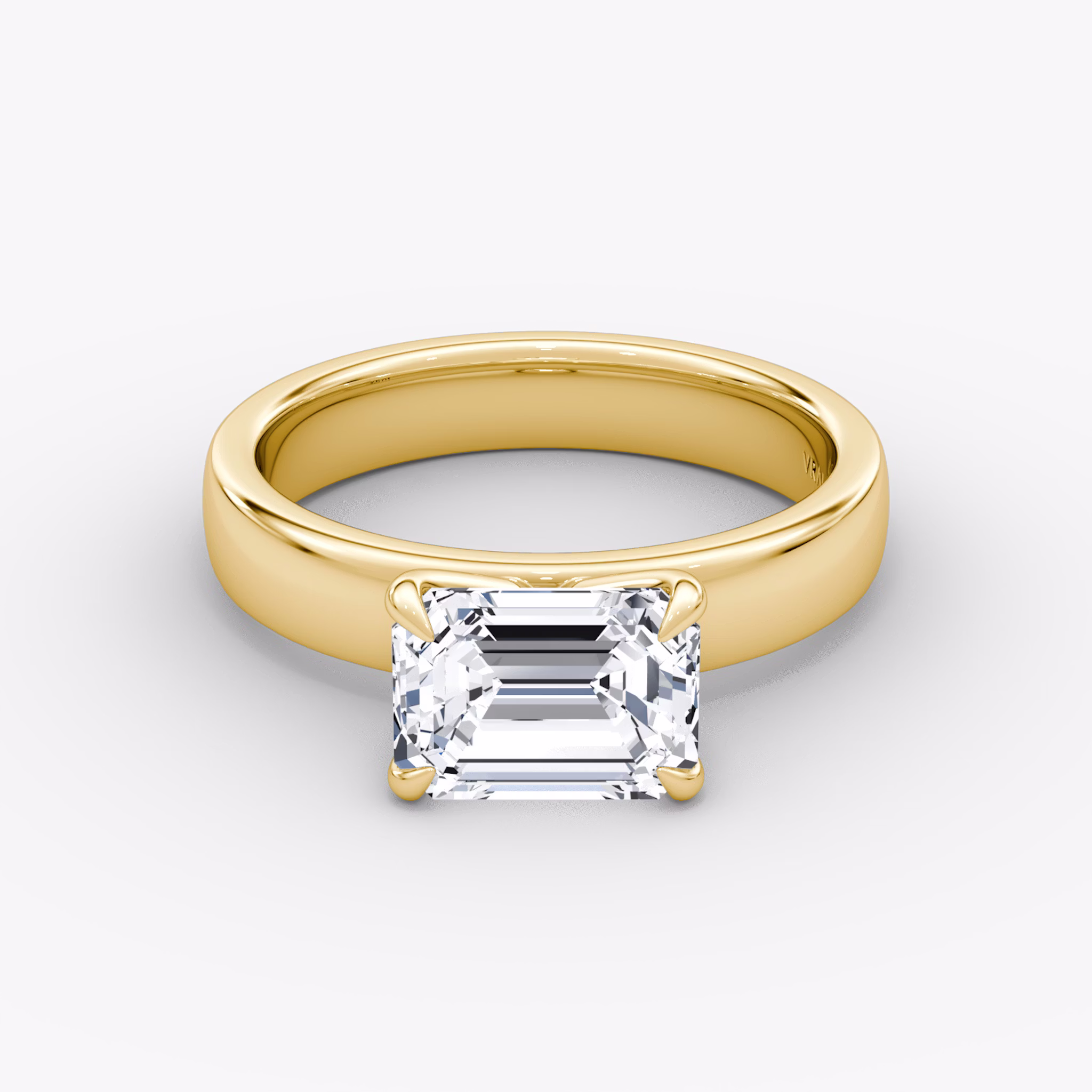 Cigar Band Solitaire | Emerald | 18k | Yellow Gold | bandWidth: 4mm | diamondOrientation: horizontal | caratWeight: other