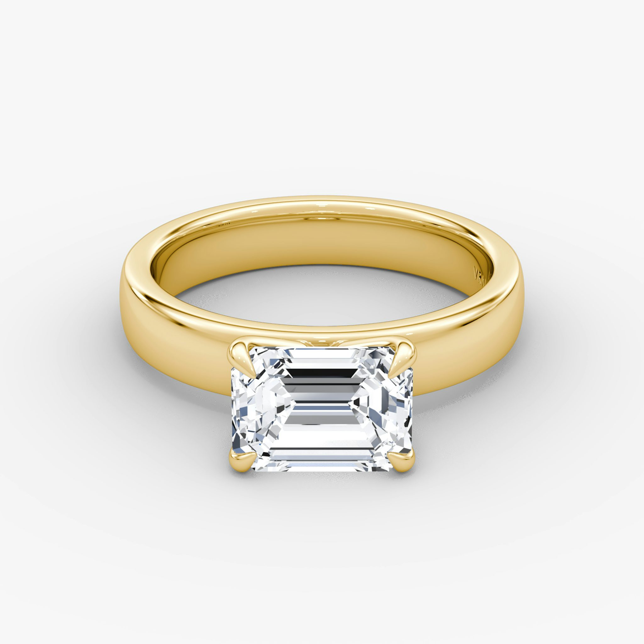 Cigar Band Solitaire | Emerald | 18k | Yellow Gold | bandWidth: 4mm | diamondOrientation: horizontal | caratWeight: other