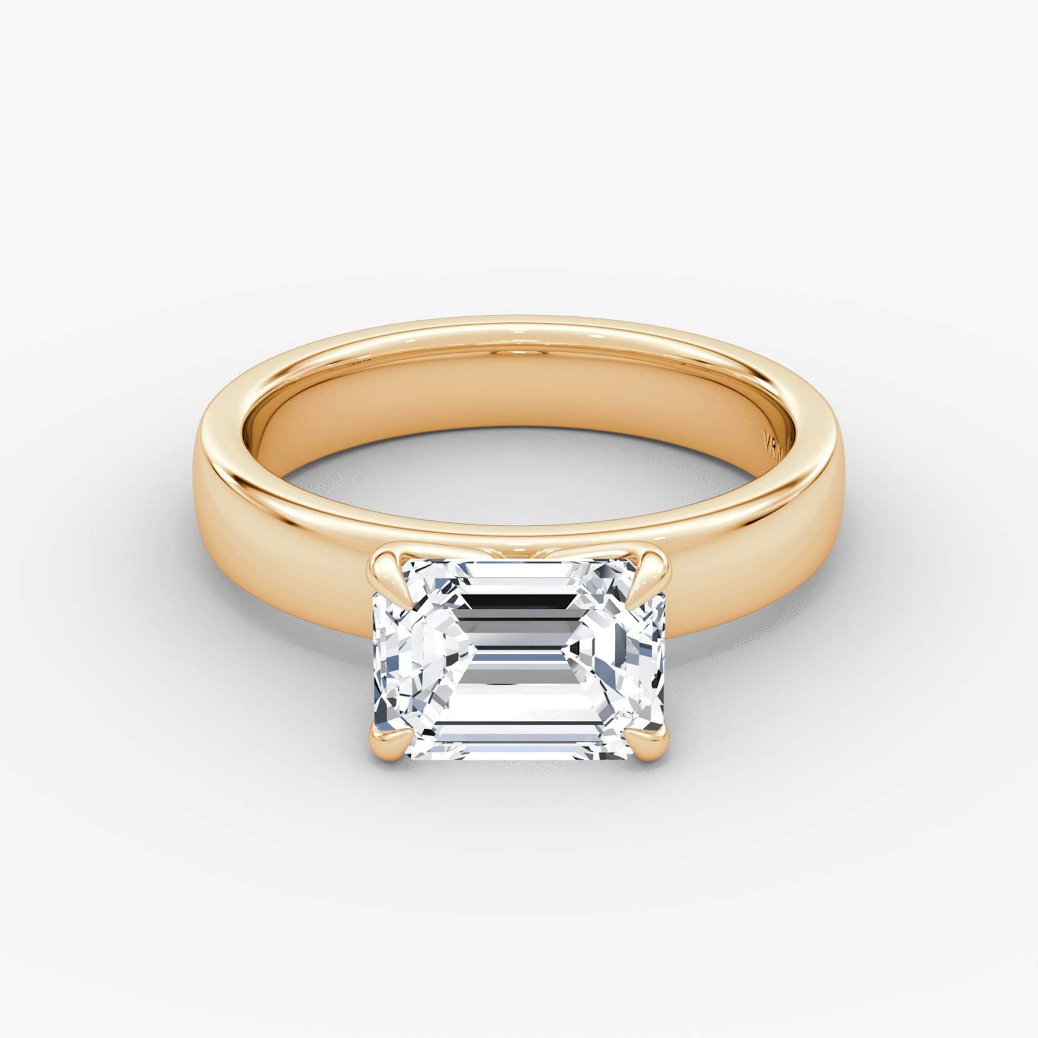 Cigar Band Solitaire | Emerald | 14k | Rose Gold | bandWidth: 4mm | diamondOrientation: horizontal | caratWeight: other