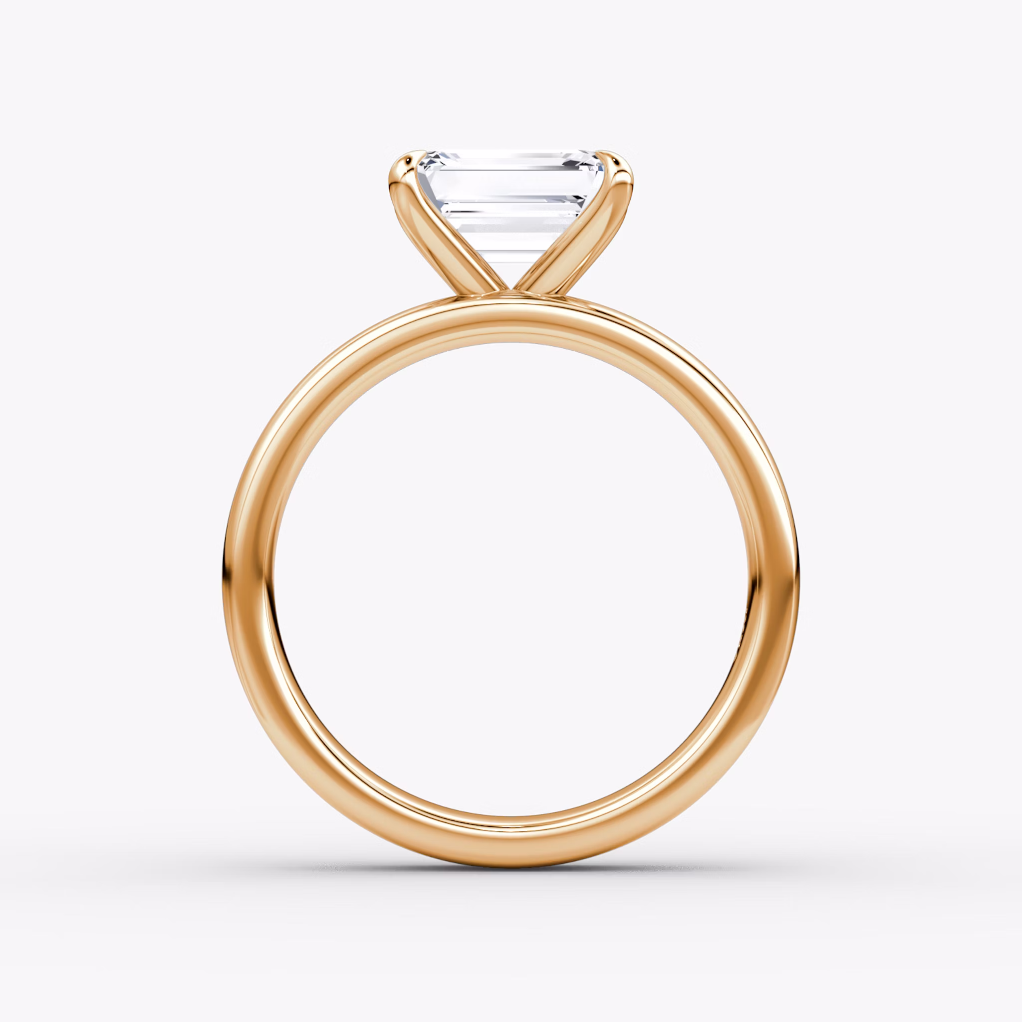 Cigar Band Solitaire | Emerald | 14k | Rose Gold | bandWidth: 4mm | diamondOrientation: horizontal | caratWeight: other