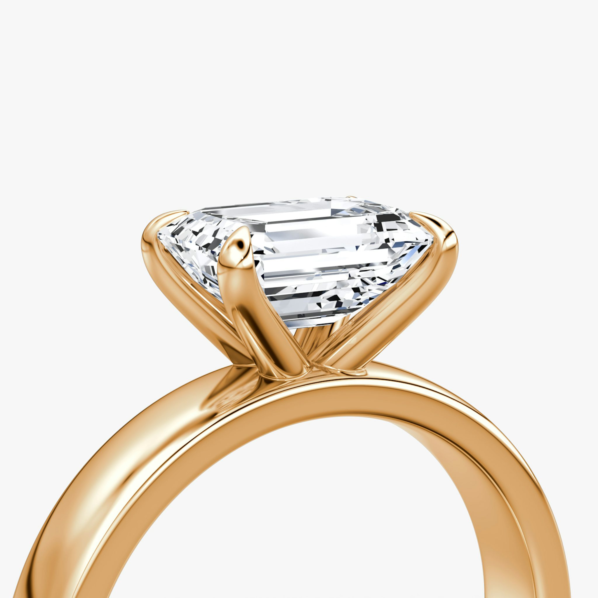 Cigar Band Solitaire | Emerald | 14k | Rose Gold | bandWidth: 4mm | diamondOrientation: horizontal | caratWeight: other
