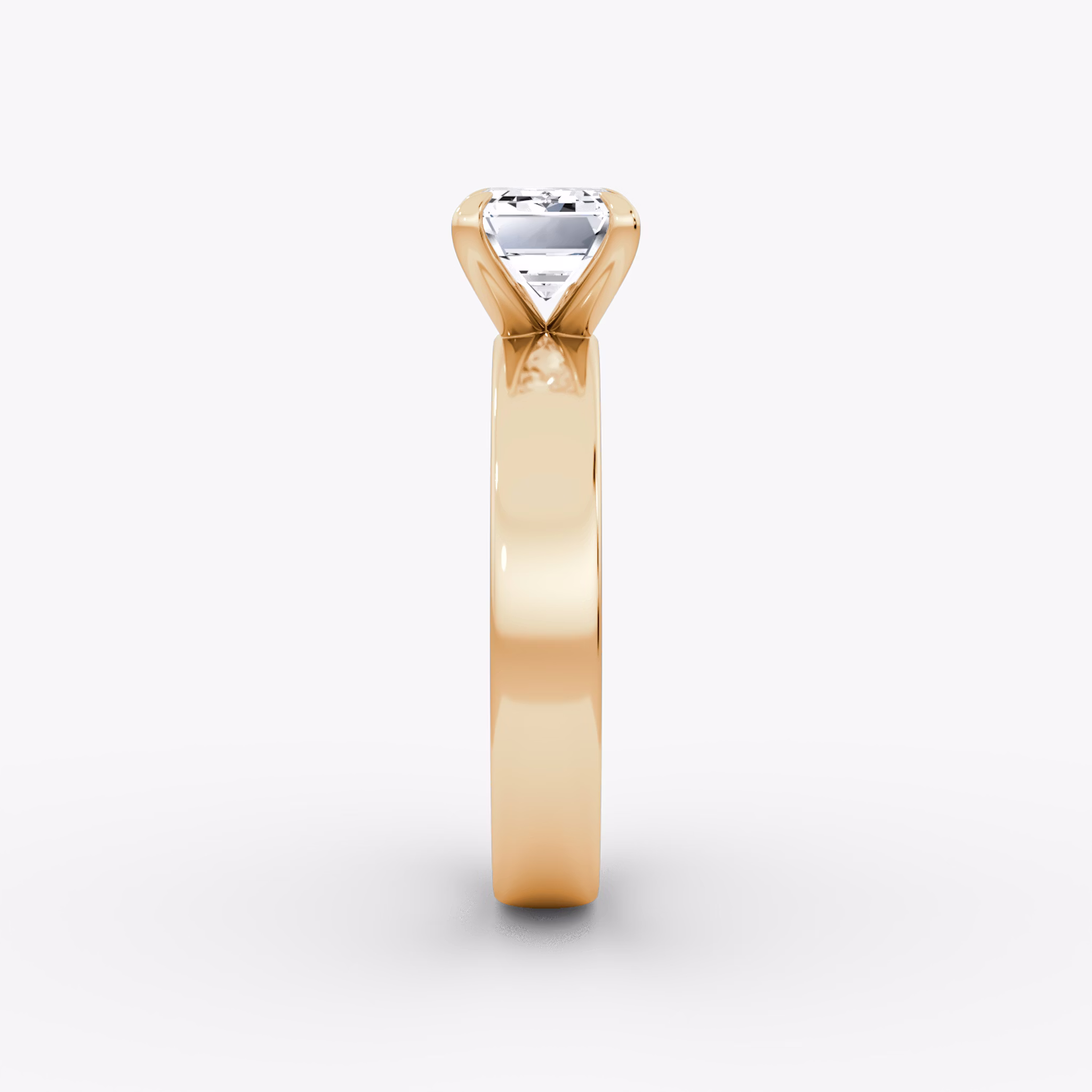 Cigar Band Solitaire | Emerald | 14k | Rose Gold | bandWidth: 4mm | diamondOrientation: horizontal | caratWeight: other