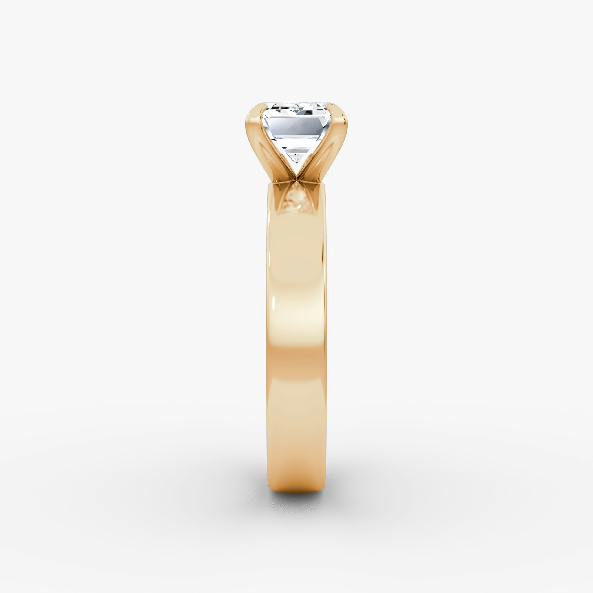 Cigar Band Solitaire | Emerald | 14k | Rose Gold | bandWidth: 4mm | diamondOrientation: horizontal | caratWeight: other