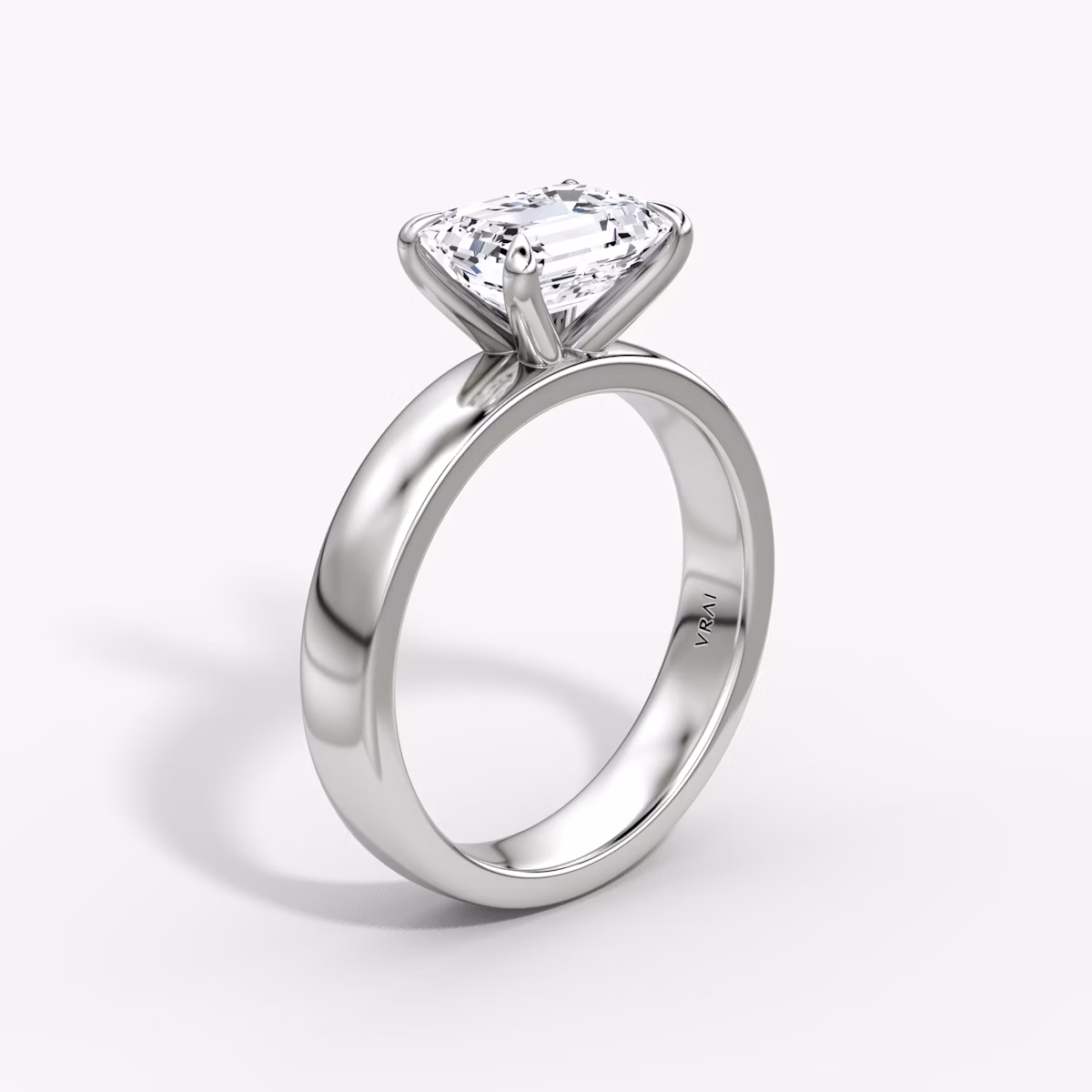 Cigar Band Solitaire | Emerald | Platinum | bandWidth: 4mm | diamondOrientation: horizontal | caratWeight: other