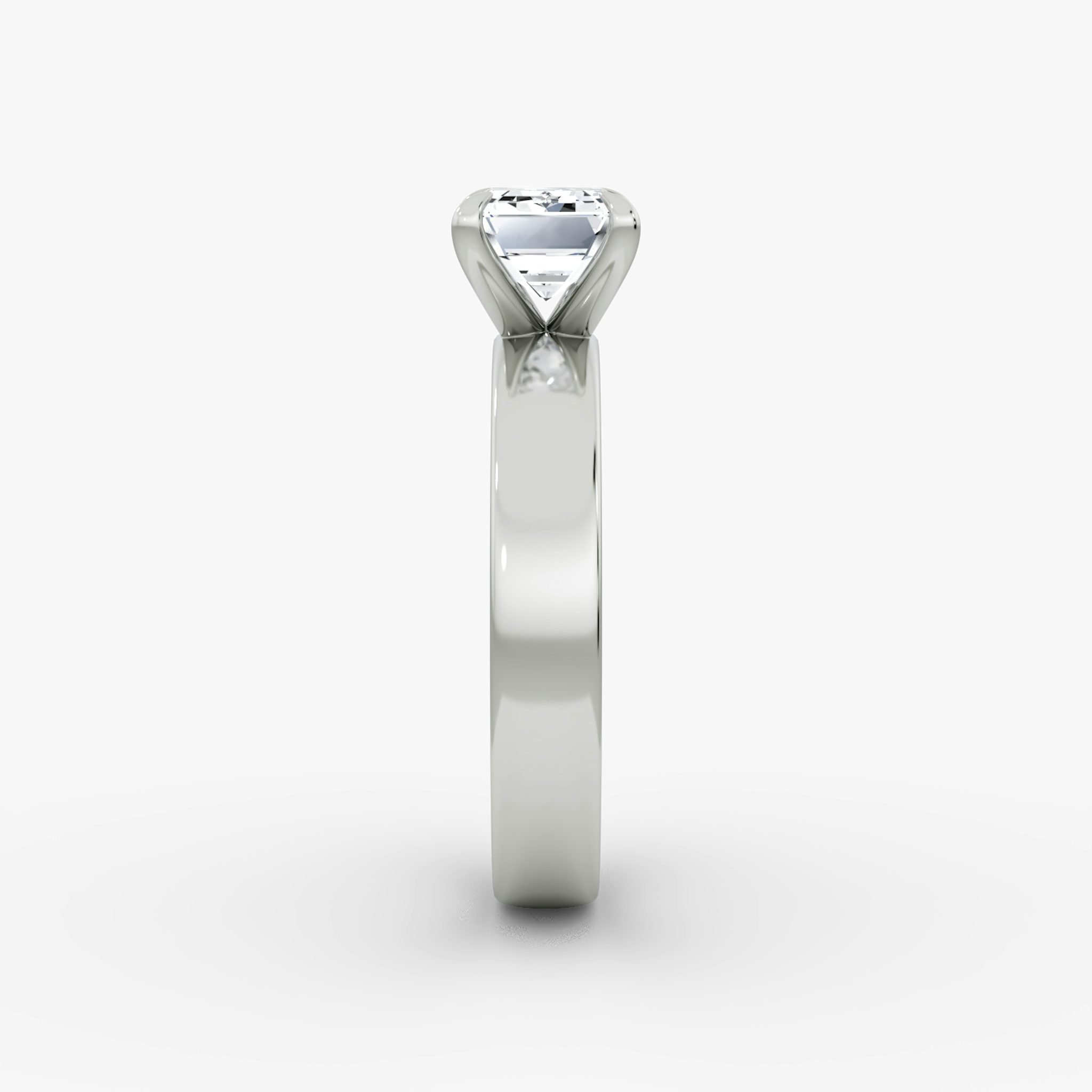 Cigar Band Solitaire | Emerald | Platinum | bandWidth: 4mm | diamondOrientation: horizontal | caratWeight: other