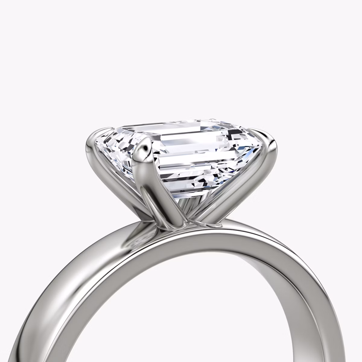 Cigar Band Solitaire | Emerald | Platinum | bandWidth: 4mm | diamondOrientation: horizontal | caratWeight: other