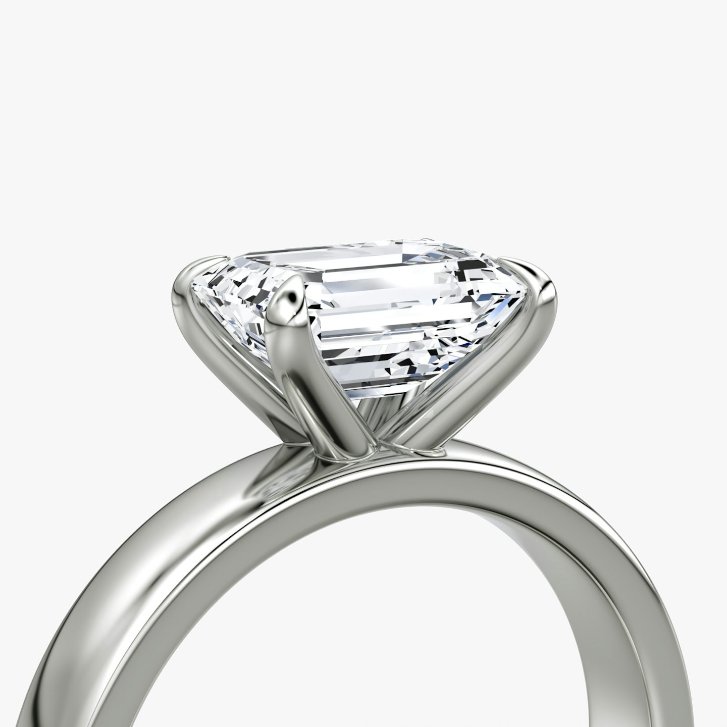 Cigar Band Solitaire | Emerald | Platinum | bandWidth: 4mm | diamondOrientation: horizontal | caratWeight: other