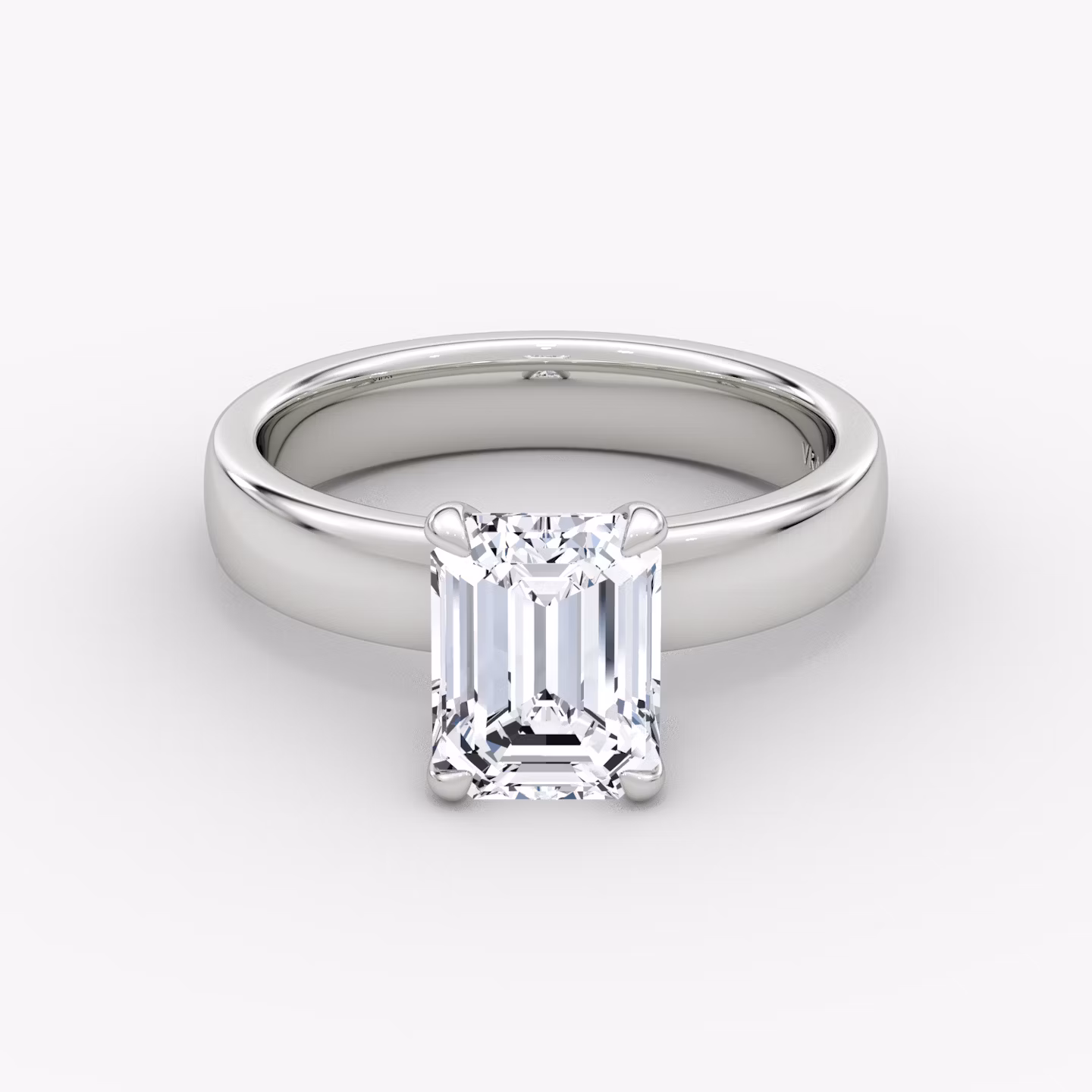 Cigar Band Solitaire | Emerald | 18k | White Gold | bandWidth: 4mm | diamondOrientation: vertical | caratWeight: other