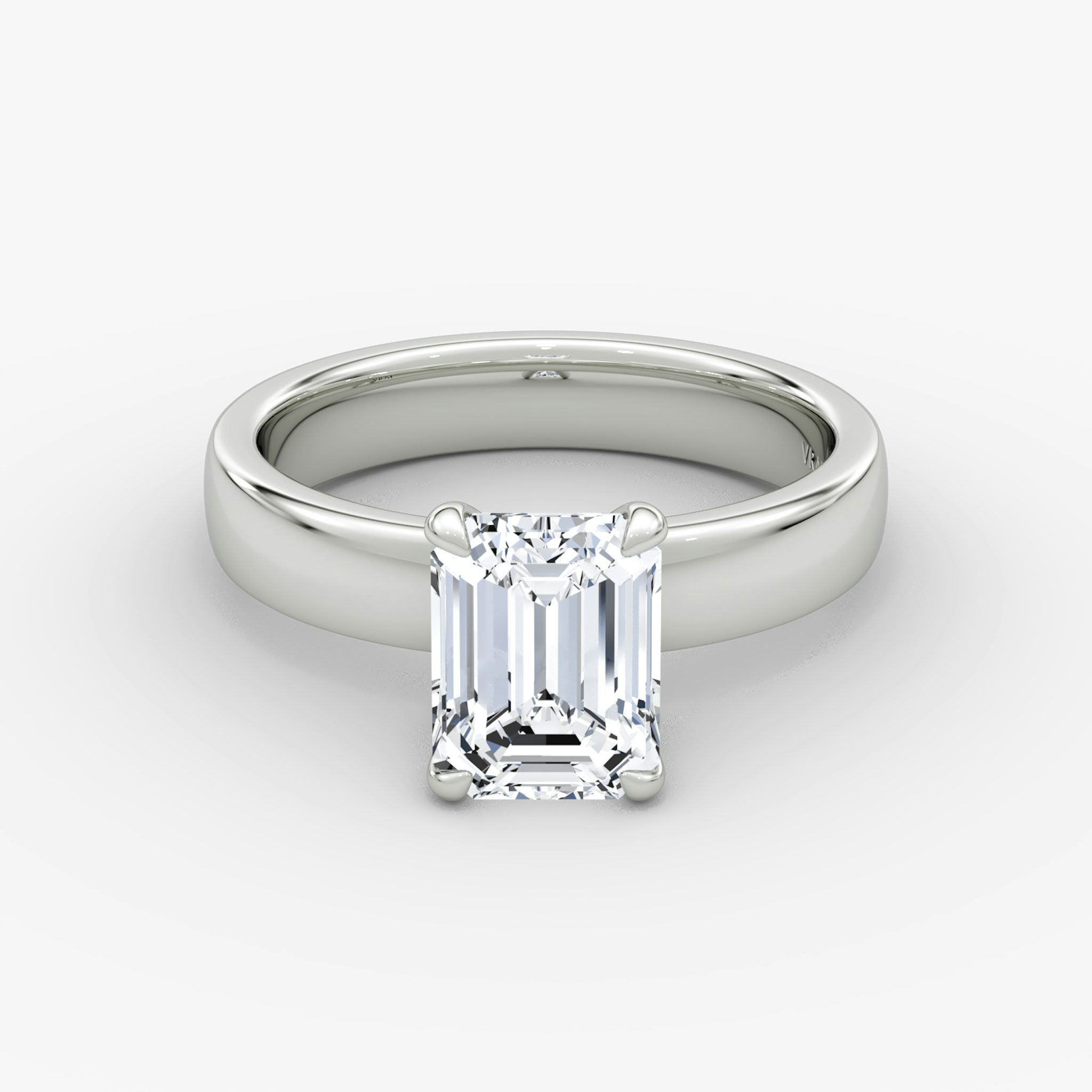 Cigar Band Solitaire | Emerald | Platinum | bandWidth: 4mm | diamondOrientation: vertical | caratWeight: other