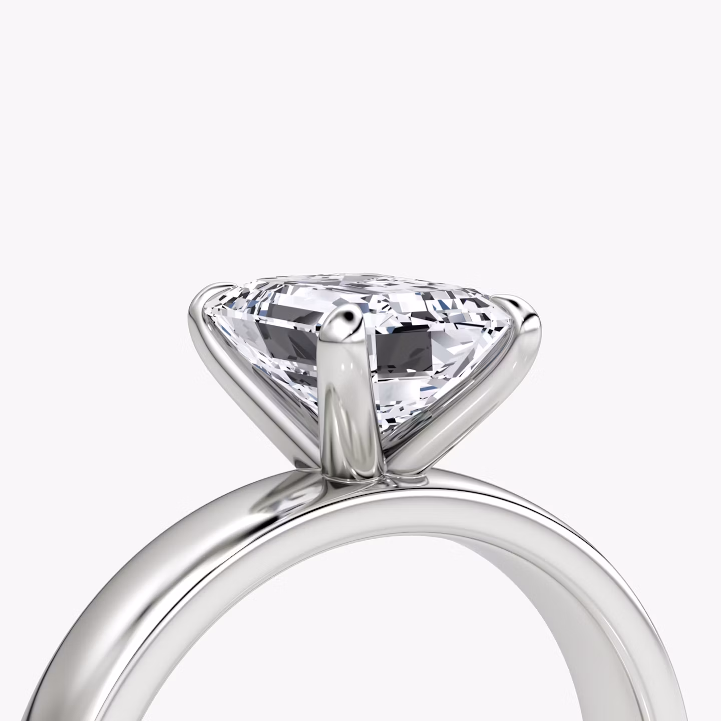 Cigar Band Solitaire | Emerald | 18k | White Gold | bandWidth: 4mm | diamondOrientation: vertical | caratWeight: other