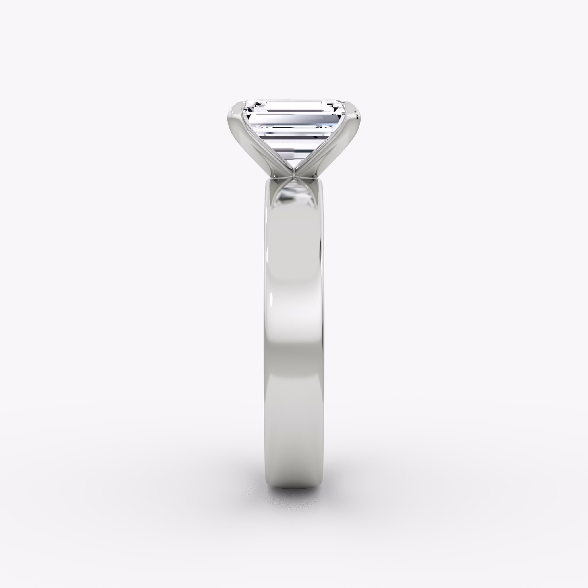 Cigar Band Solitaire | Emerald | Platinum | bandWidth: 4mm | diamondOrientation: vertical | caratWeight: other