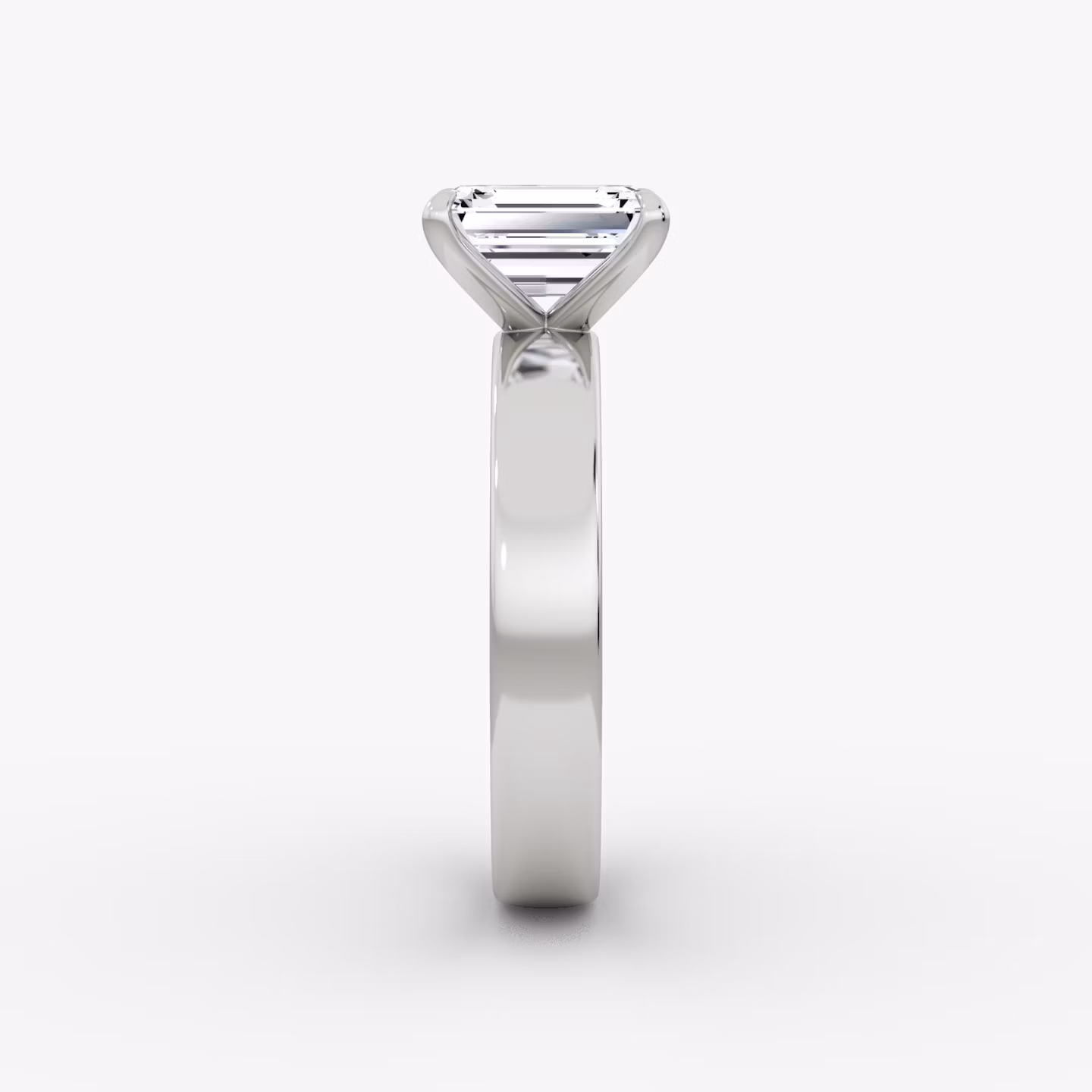 Cigar Band Solitaire | Emerald | 18k | White Gold | bandWidth: 4mm | diamondOrientation: vertical | caratWeight: other