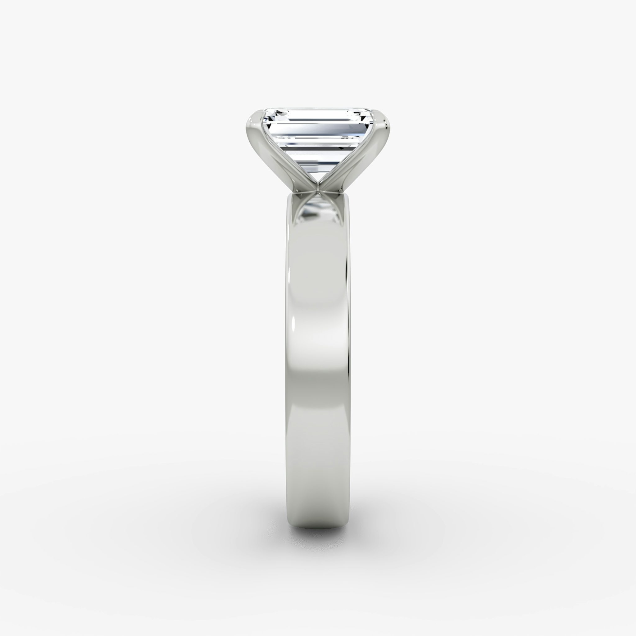 Cigar Band Solitaire | Emerald | Platinum | bandWidth: 4mm | diamondOrientation: vertical | caratWeight: other