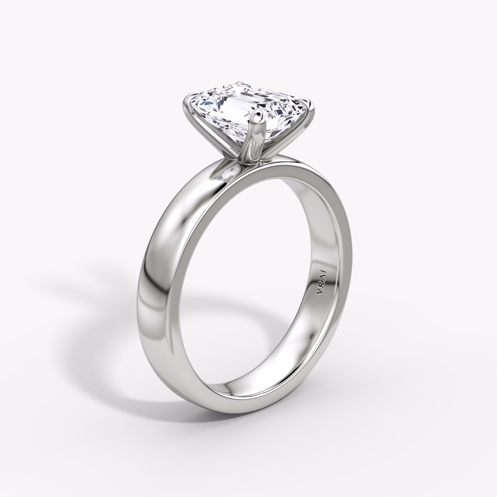 Cigar Band Solitaire | Emerald | Platinum | bandWidth: 4mm | diamondOrientation: vertical | caratWeight: other