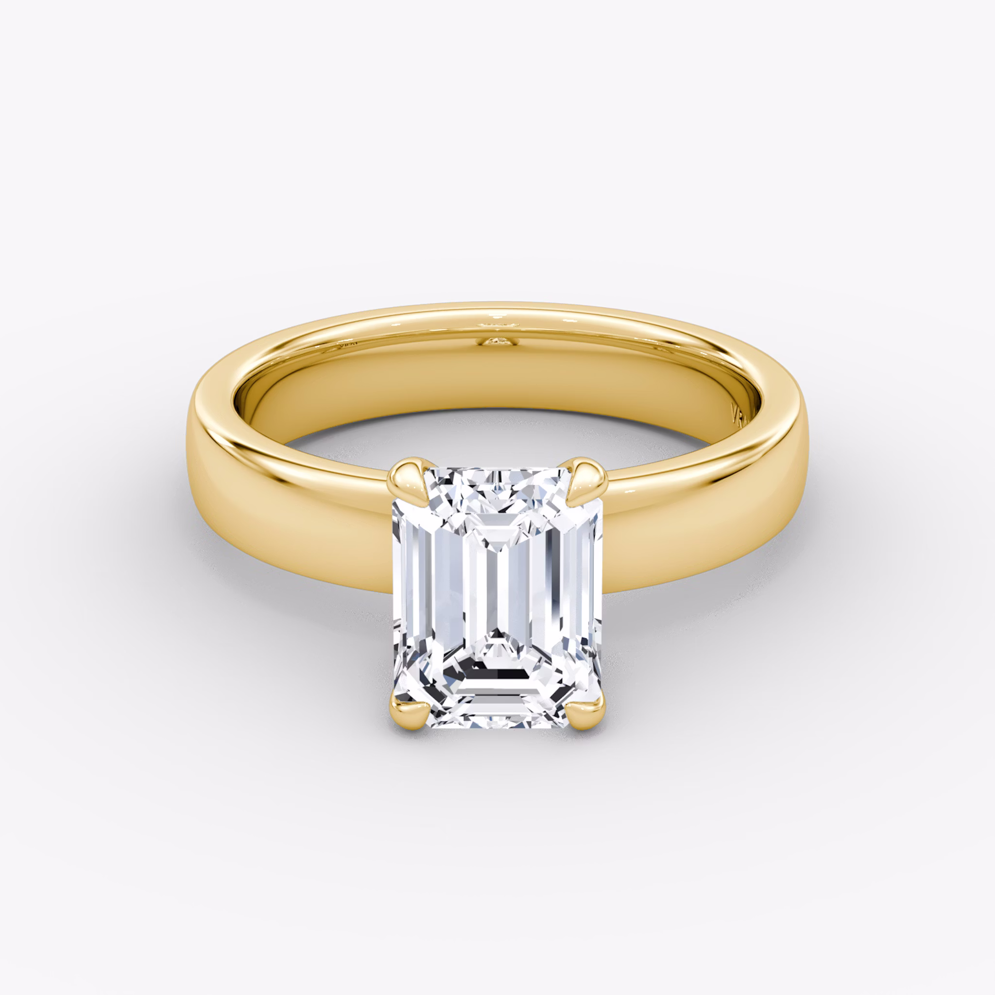 Cigar Band Solitaire | Emerald | 18k | Yellow Gold | bandWidth: 4mm | diamondOrientation: vertical | caratWeight: other