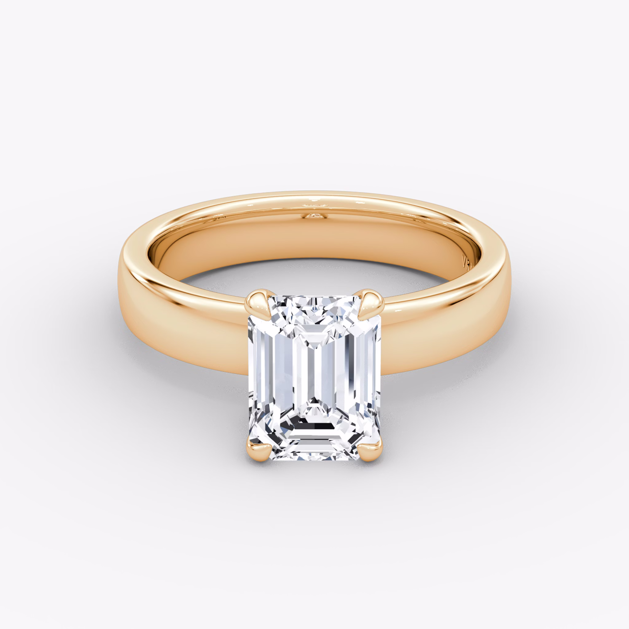 Cigar Band Solitaire | Emerald | 14k | Rose Gold | bandWidth: 4mm | diamondOrientation: vertical | caratWeight: other