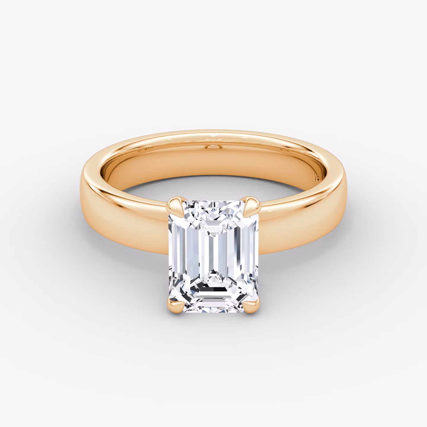 Cigar Band Solitaire | Emerald | 14k | Rose Gold | bandWidth: 4mm | diamondOrientation: vertical | caratWeight: other