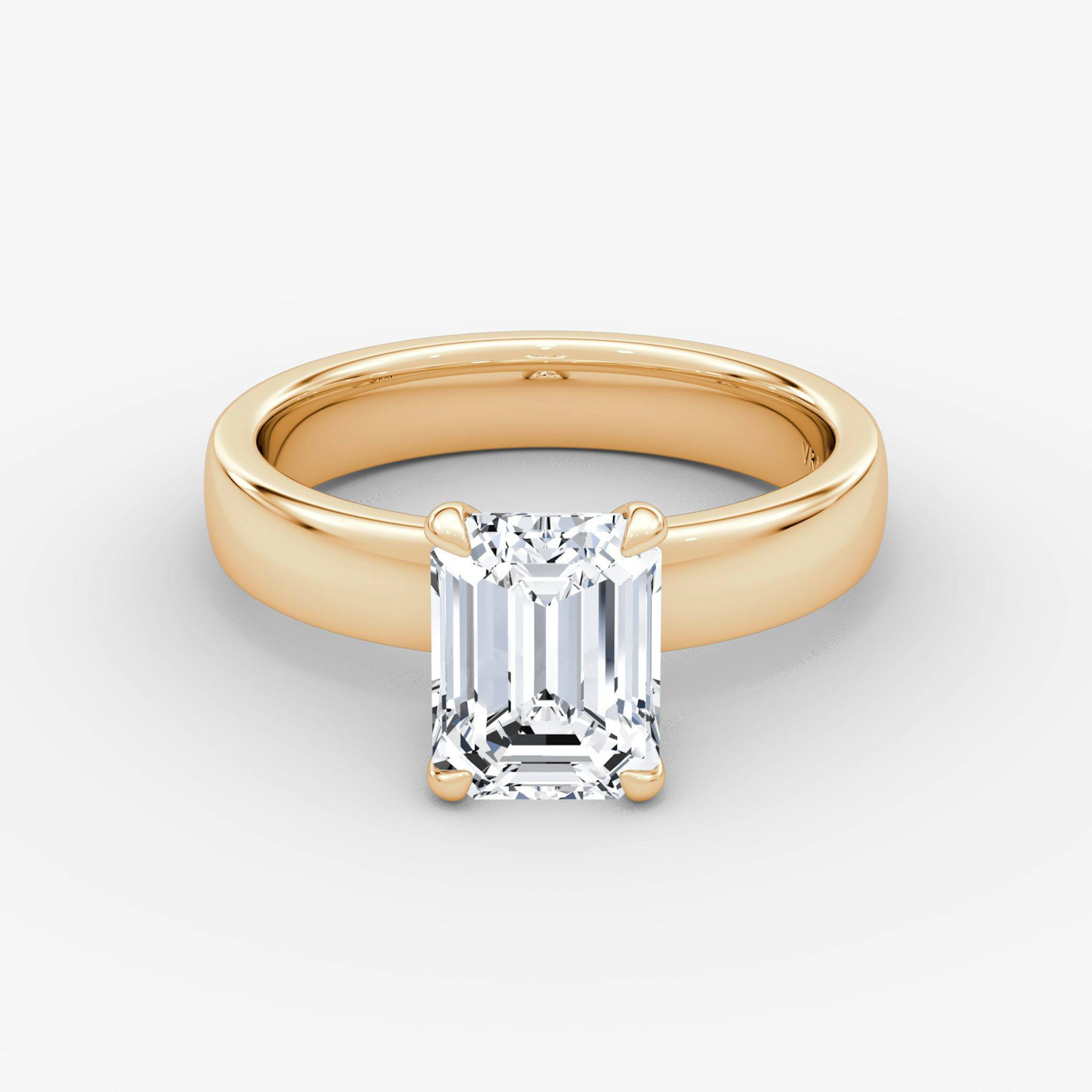 Cigar Band Solitaire | Emerald | 14k | Rose Gold | bandWidth: 4mm | diamondOrientation: vertical | caratWeight: other