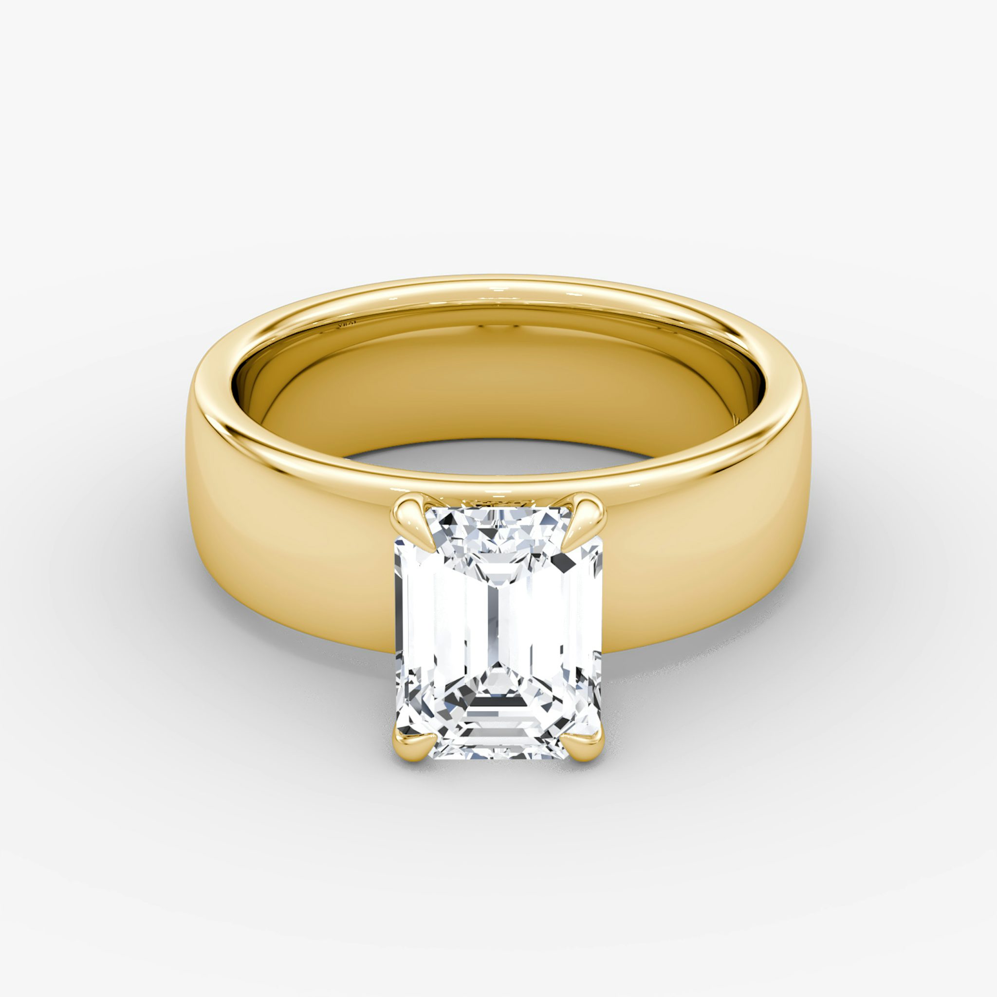 Cigar Band Solitaire | Emerald | 18k | Yellow Gold | bandWidth: 6mm | diamondOrientation: vertical | caratWeight: other