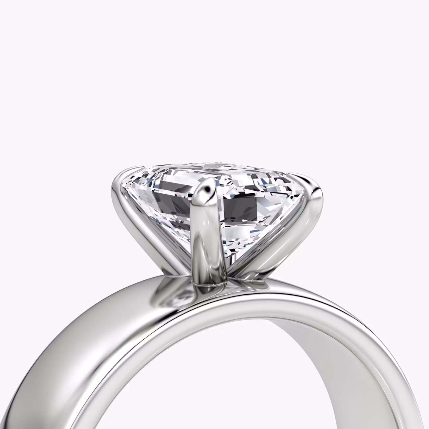 Cigar Band Solitaire | Emerald | 18k | White Gold | bandWidth: 6mm | diamondOrientation: vertical | caratWeight: other