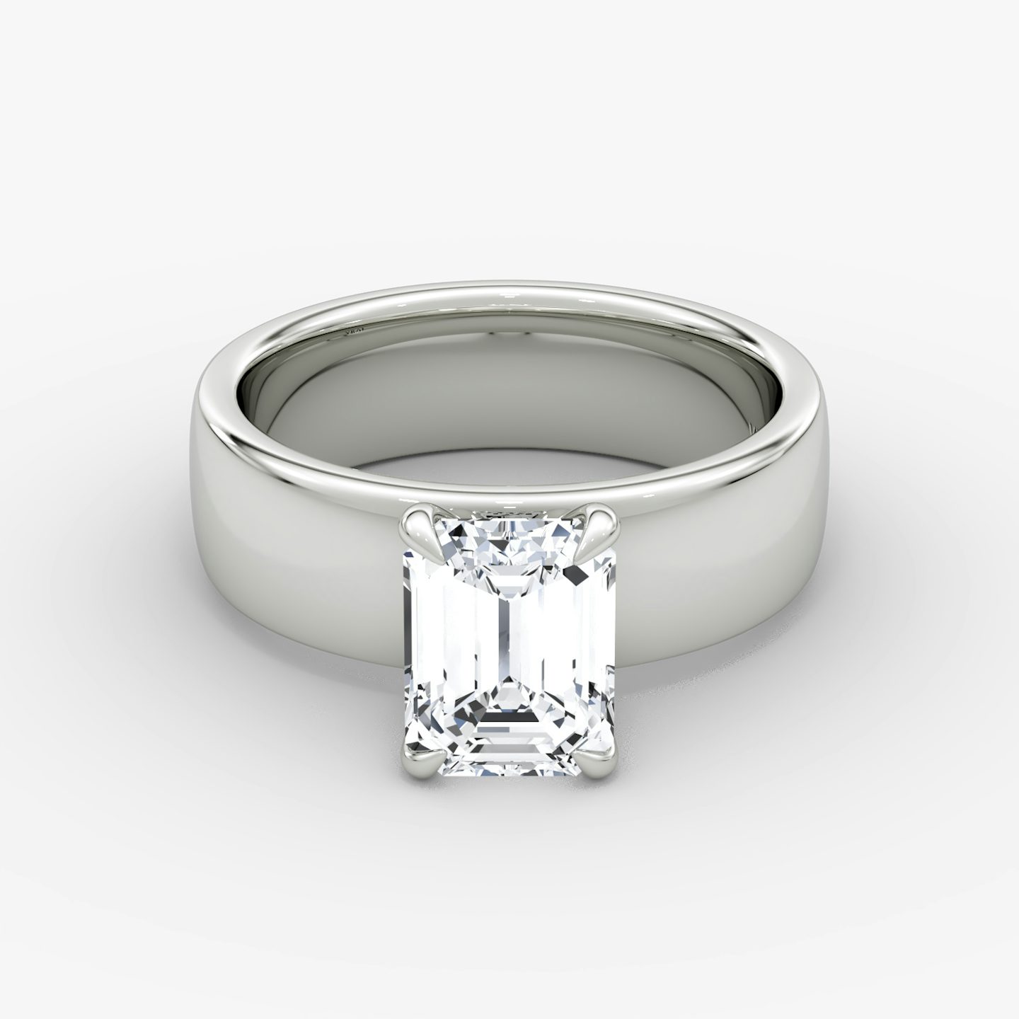 Cigar Band Solitaire | Emerald | 18k | White Gold | bandWidth: 6mm | diamondOrientation: vertical | caratWeight: other