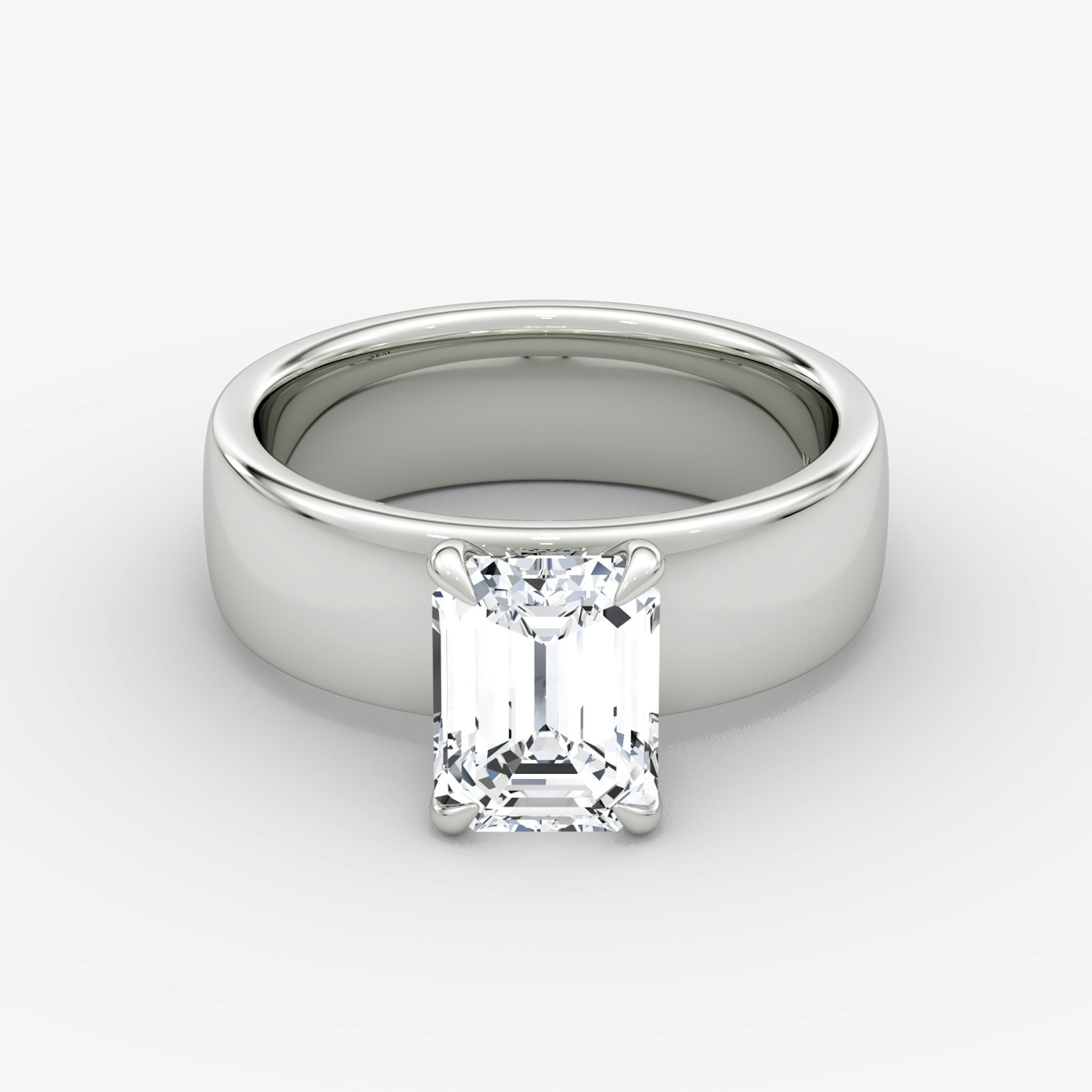 Cigar Band Solitaire | Emerald | Platinum | bandWidth: 6mm | diamondOrientation: vertical | caratWeight: other