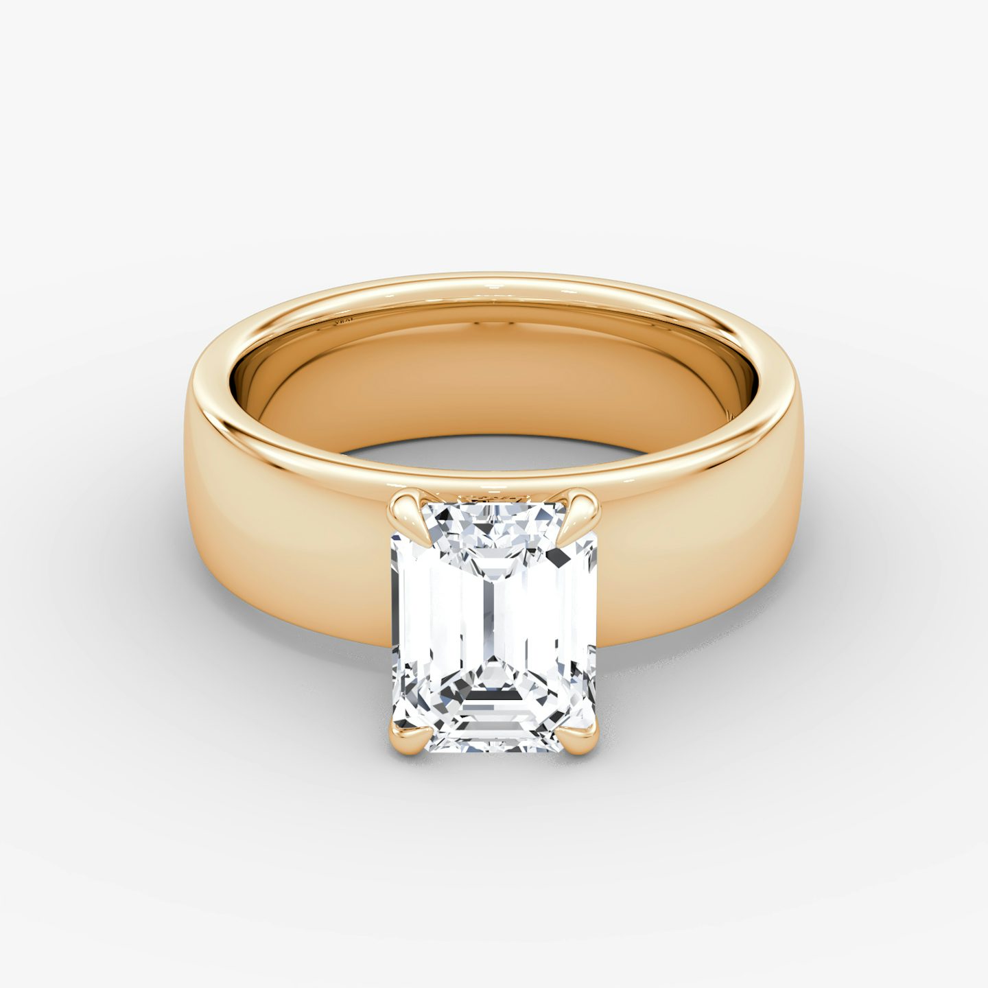 Cigar Band Solitaire | Emerald | 14k | Rose Gold | bandWidth: 6mm | diamondOrientation: vertical | caratWeight: other