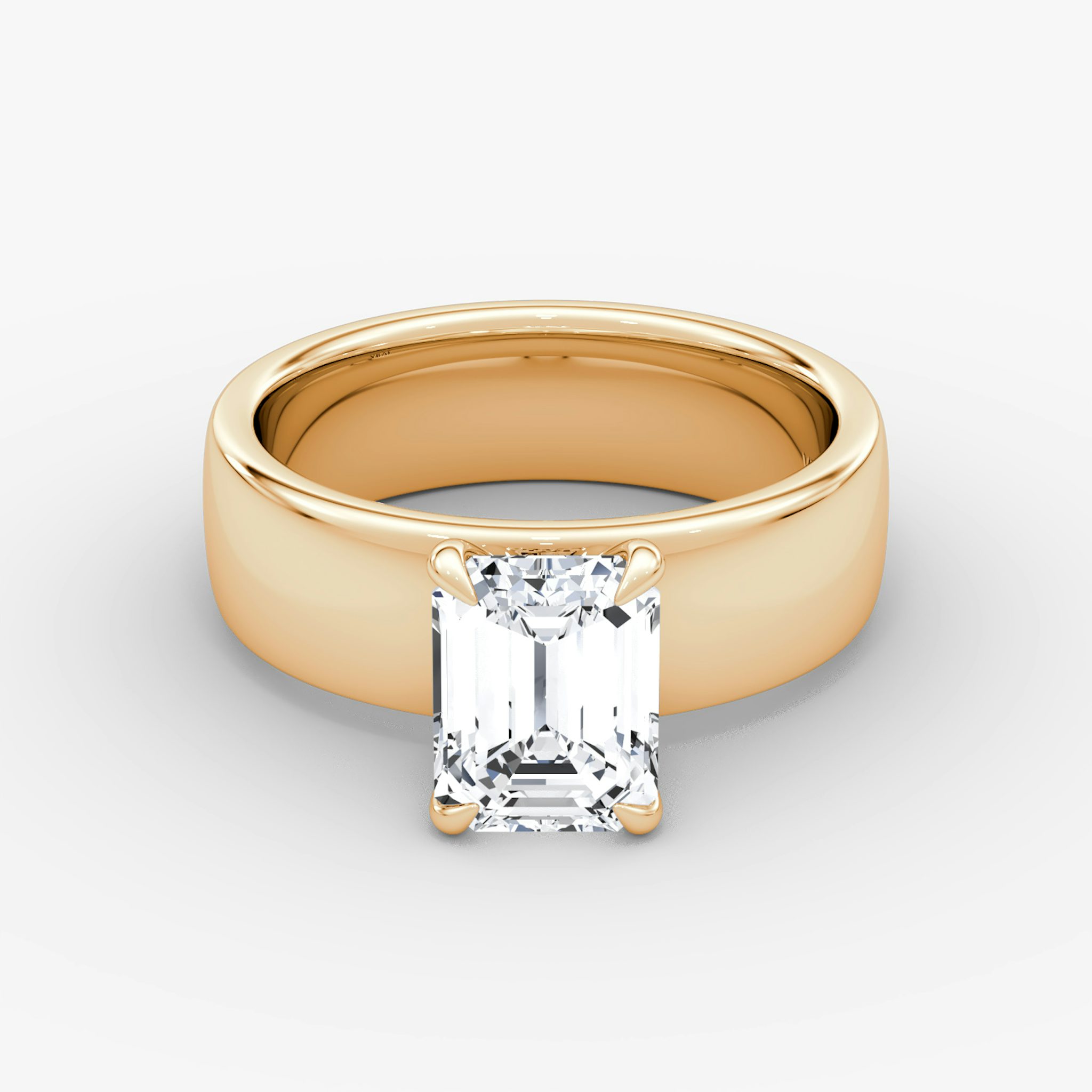 Cigar Band Solitaire | Emerald | 14k | Rose Gold | bandWidth: 6mm | diamondOrientation: vertical | caratWeight: other