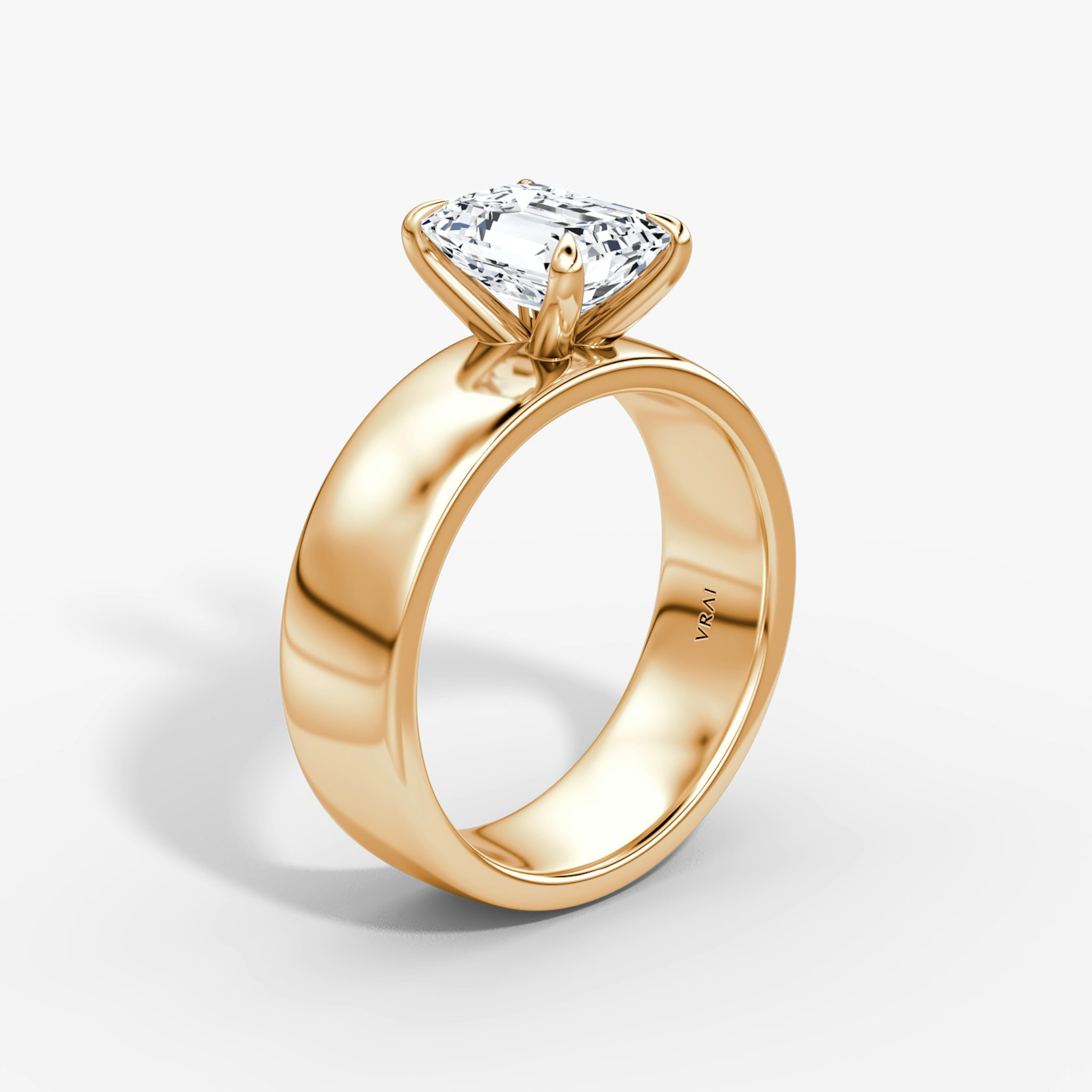 Cigar Band Solitaire | Emerald | 14k | Rose Gold | bandWidth: 6mm | diamondOrientation: vertical | caratWeight: other