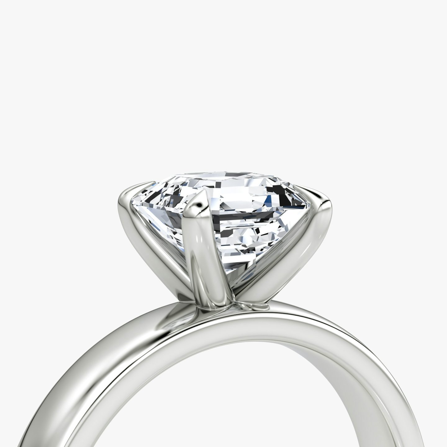 Cigar Band Solitaire | Asscher | 18k | White Gold | bandWidth: 4mm | diamondOrientation: vertical | caratWeight: other