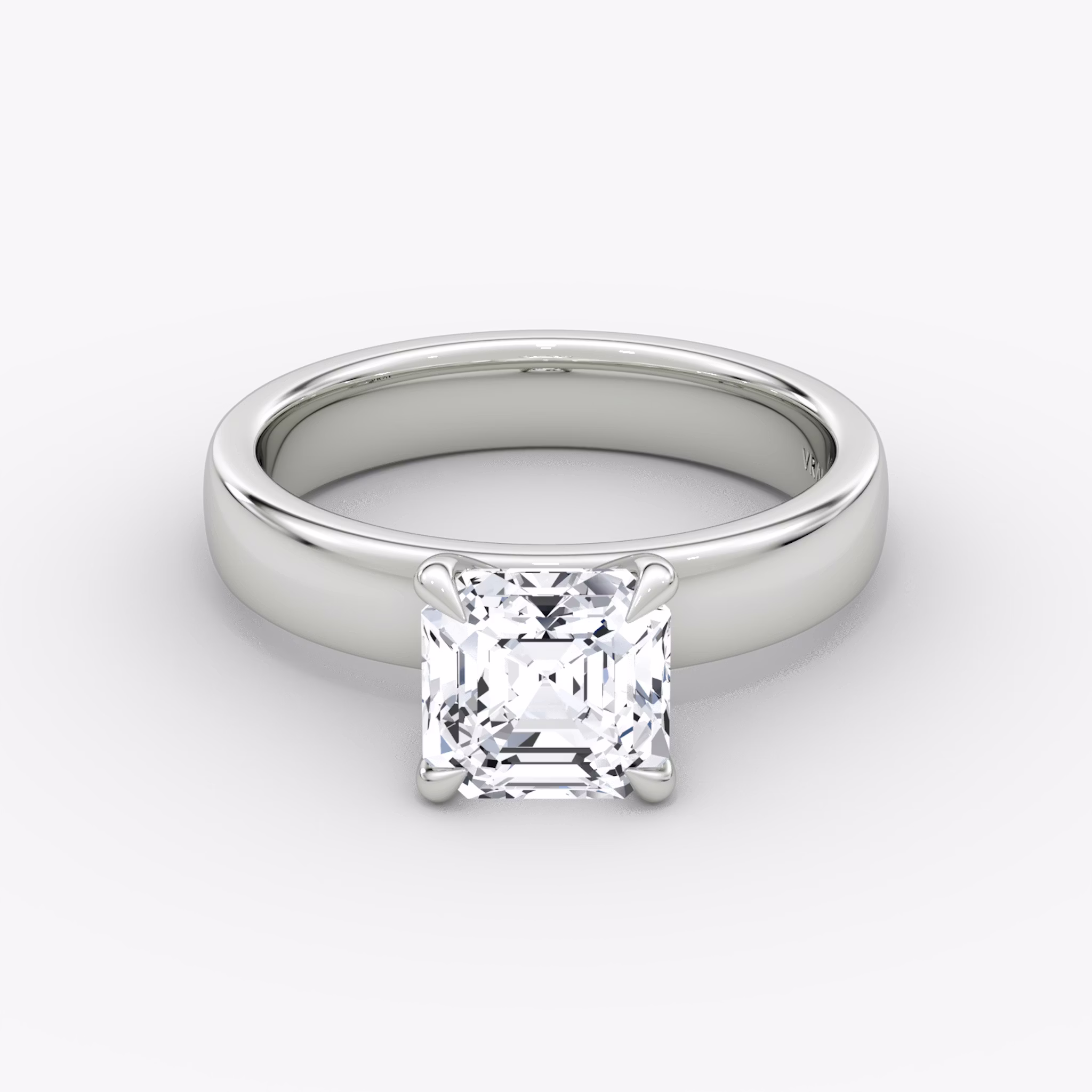 Cigar Band Solitaire | Asscher | Platinum | bandWidth: 4mm | diamondOrientation: vertical | caratWeight: other