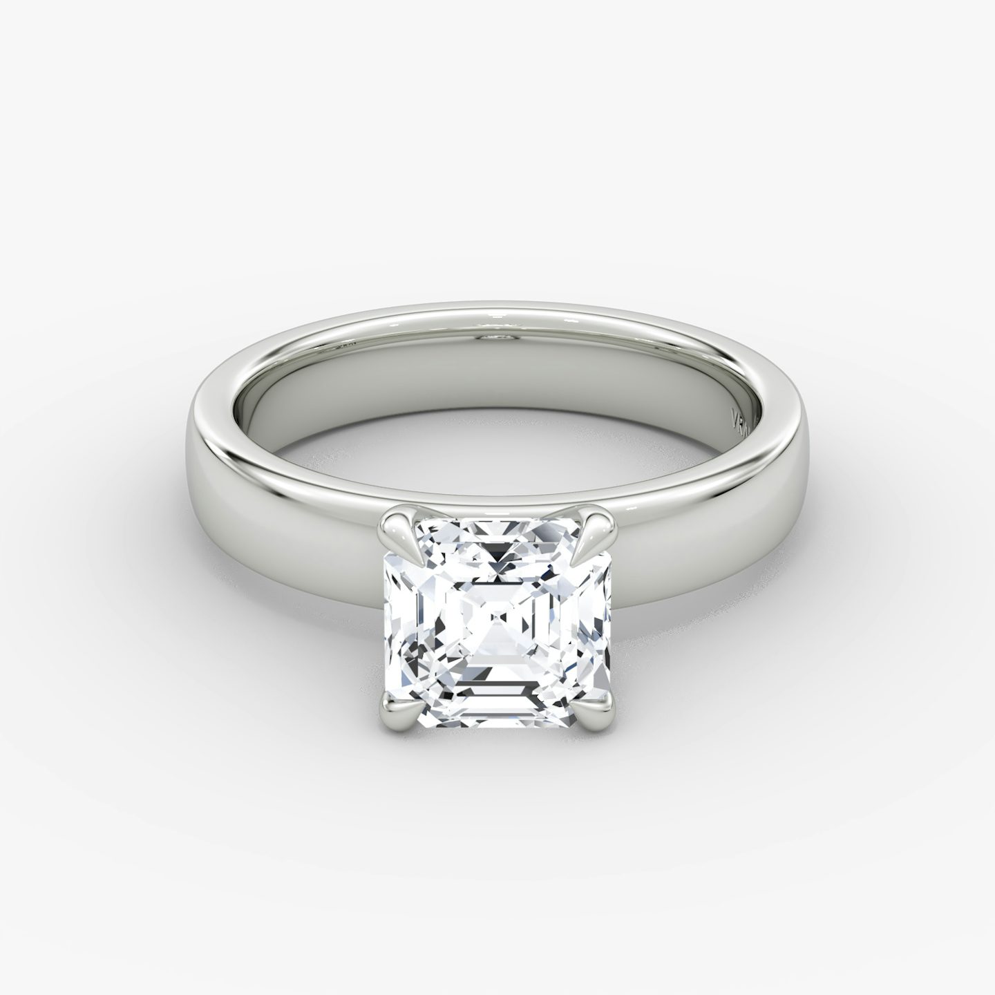 Cigar Band Solitaire | Asscher | 18k | White Gold | bandWidth: 4mm | diamondOrientation: vertical | caratWeight: other