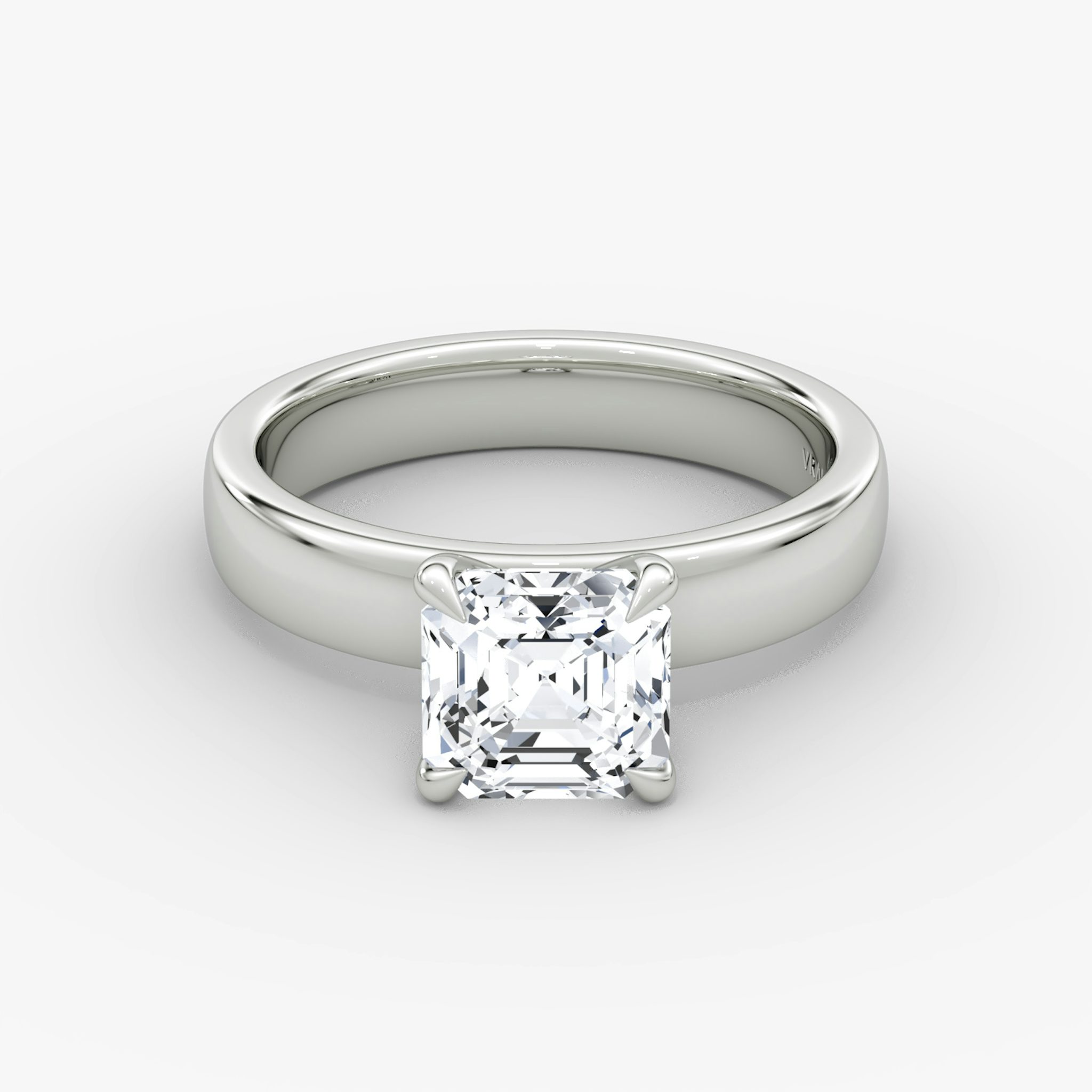 Cigar Band Solitaire | Asscher | Platinum | bandWidth: 4mm | diamondOrientation: vertical | caratWeight: other
