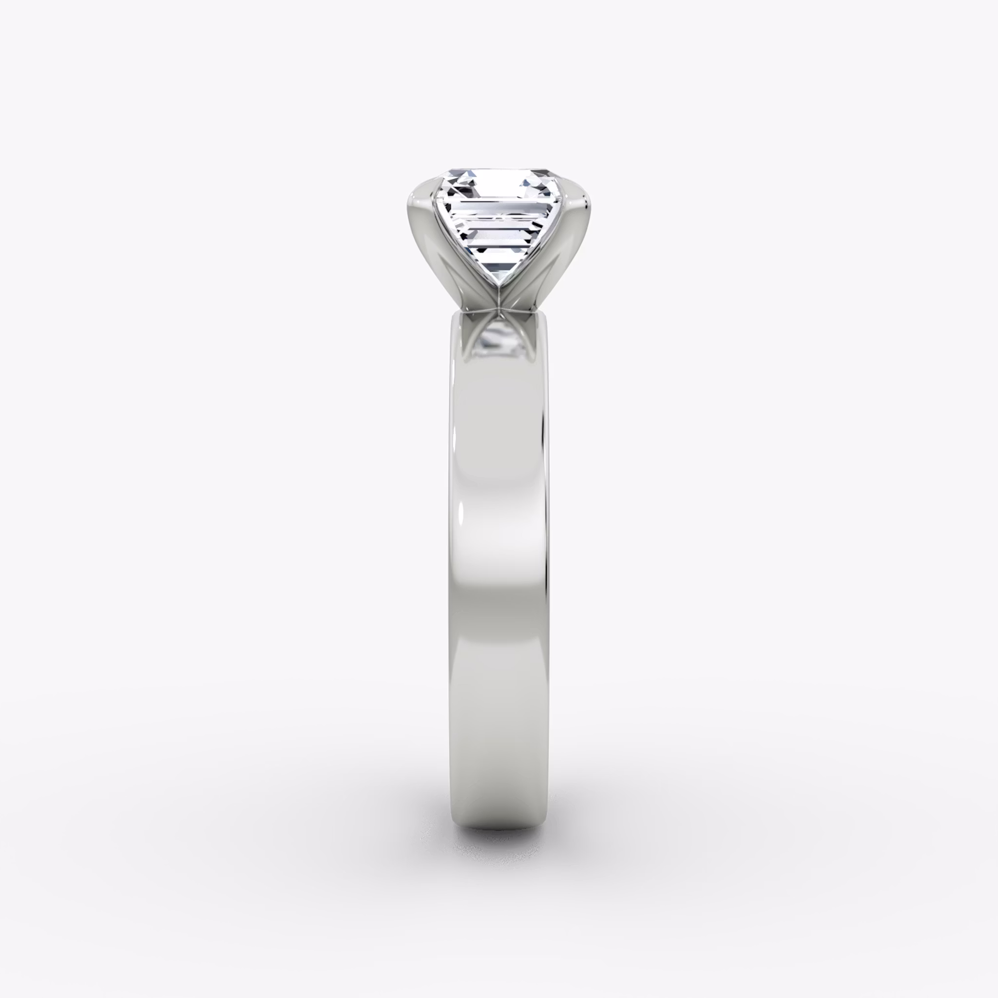 Cigar Band Solitaire | Asscher | Platinum | bandWidth: 4mm | diamondOrientation: vertical | caratWeight: other