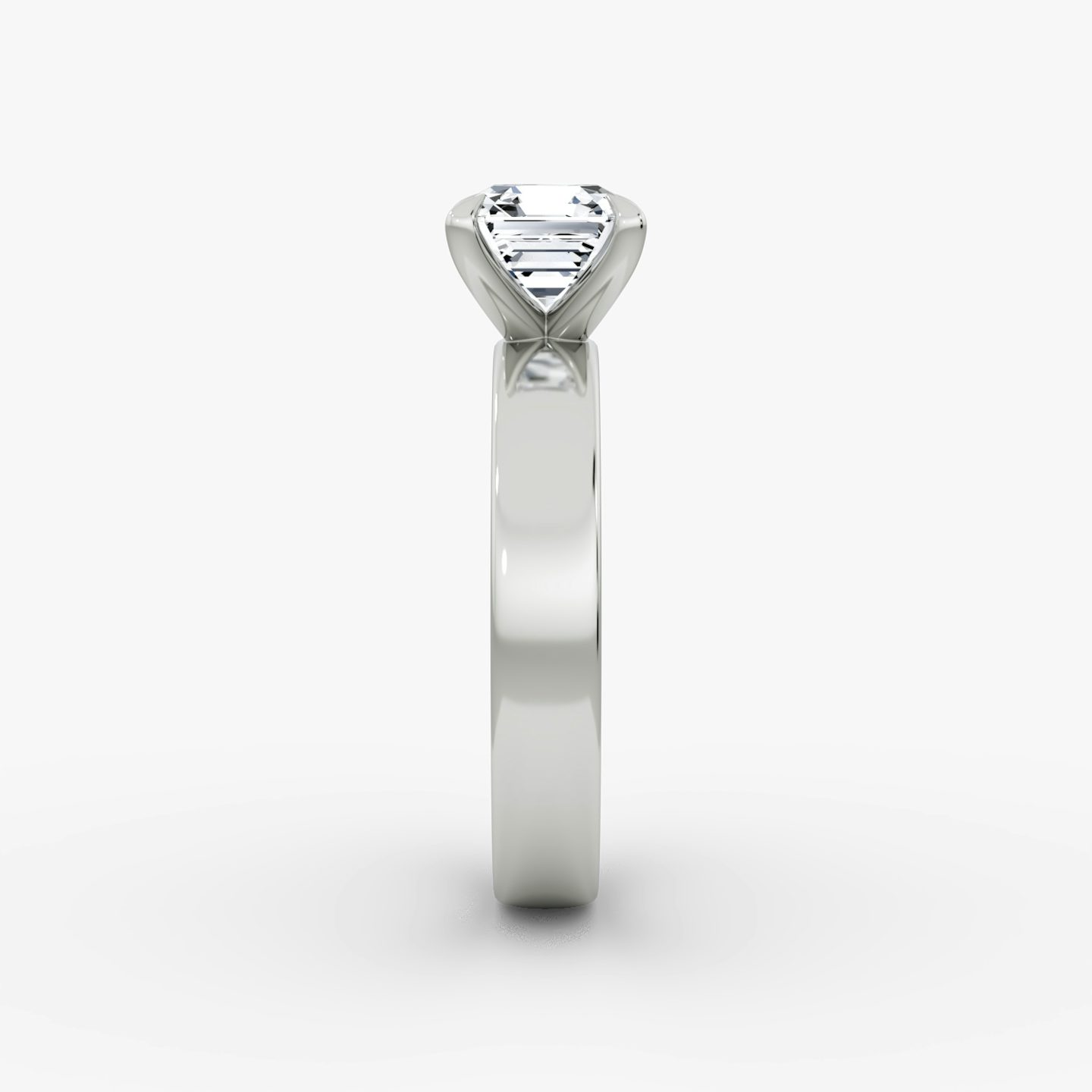 Cigar Band Solitaire | Asscher | 18k | White Gold | bandWidth: 4mm | diamondOrientation: vertical | caratWeight: other