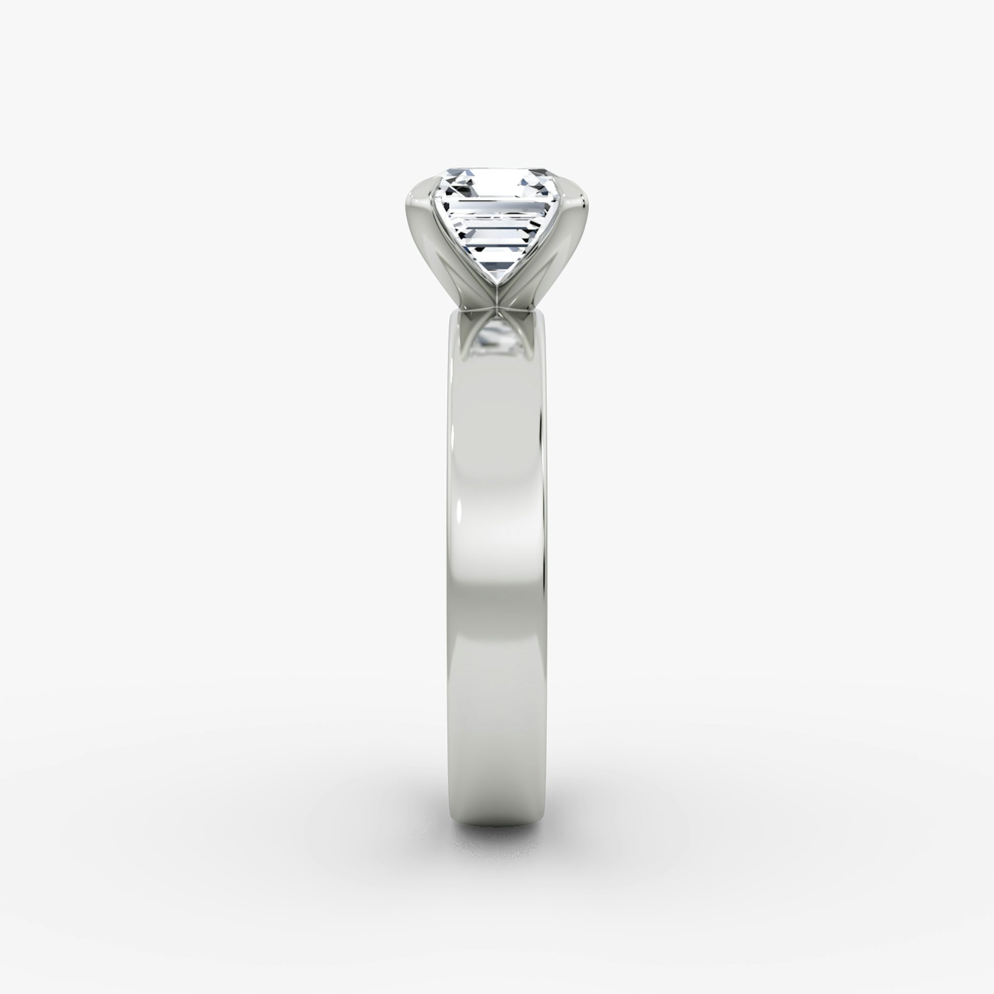 Cigar Band Solitaire | Asscher | Platinum | bandWidth: 4mm | diamondOrientation: vertical | caratWeight: other