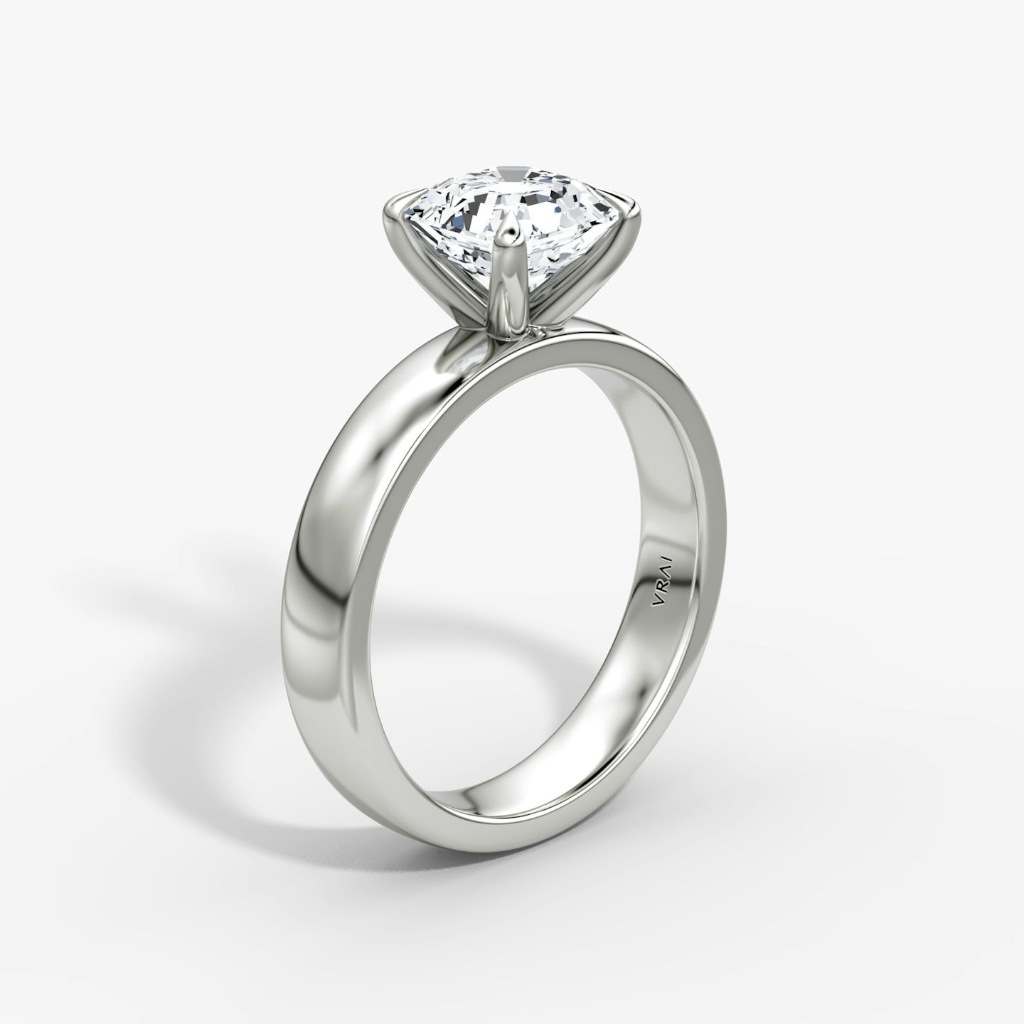 Cigar Band Solitaire | Asscher | 18k | White Gold | bandWidth: 4mm | diamondOrientation: vertical | caratWeight: other