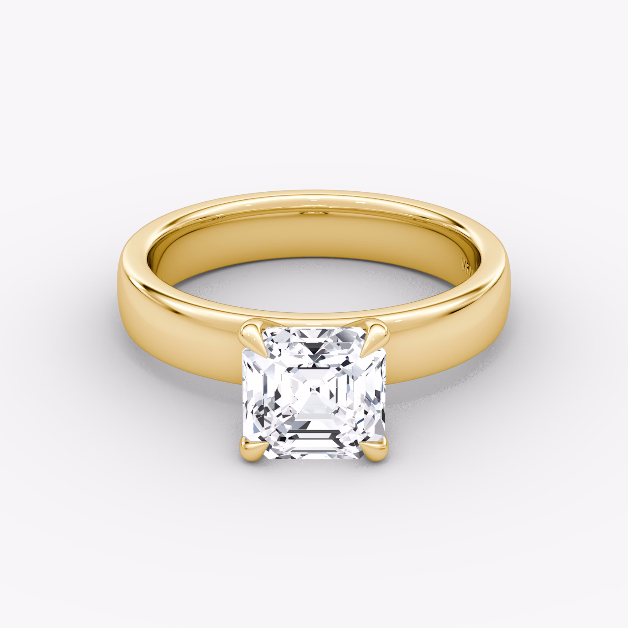 Cigar Band Solitaire | Asscher | 18k | Yellow Gold | bandWidth: 4mm | diamondOrientation: vertical | caratWeight: other