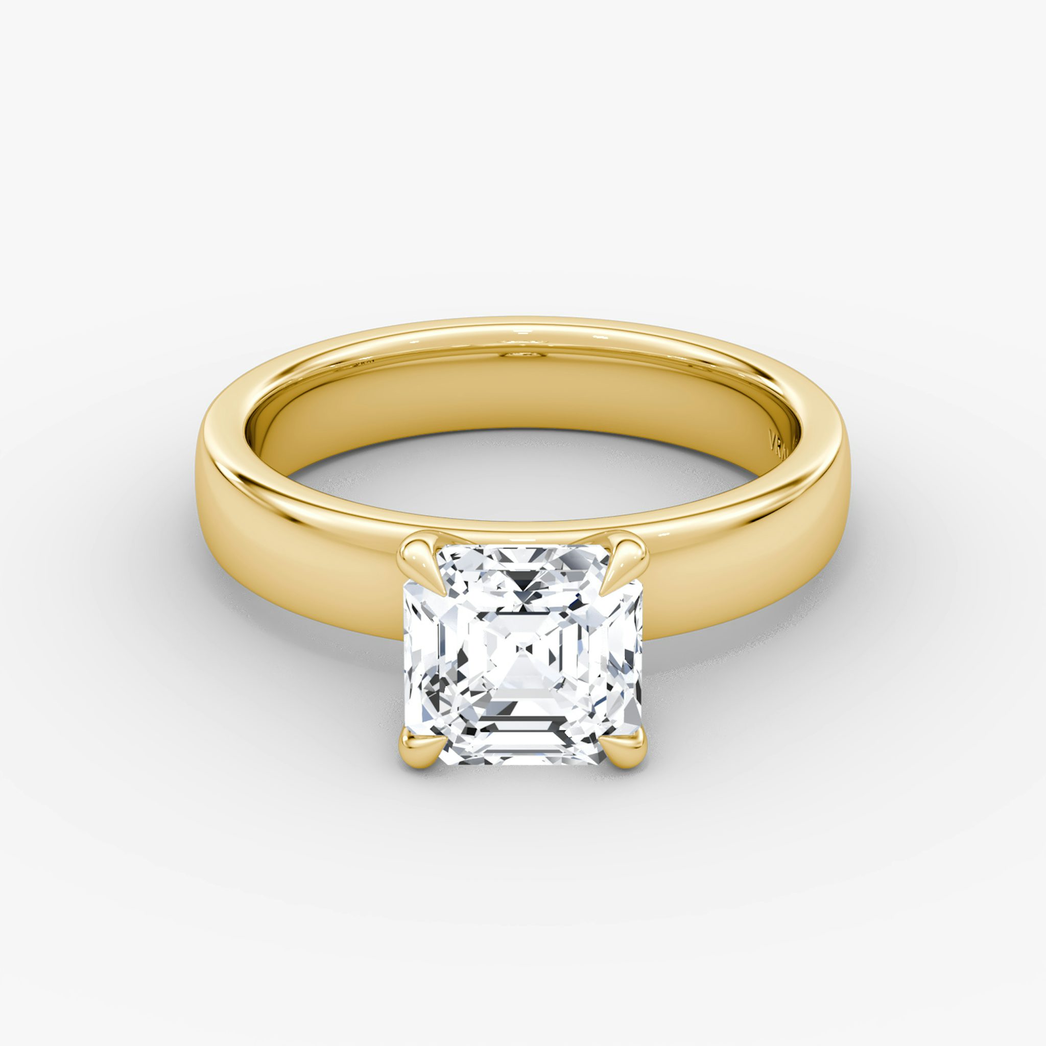 Cigar Band Solitaire | Asscher | 18k | Yellow Gold | bandWidth: 4mm | diamondOrientation: vertical | caratWeight: other
