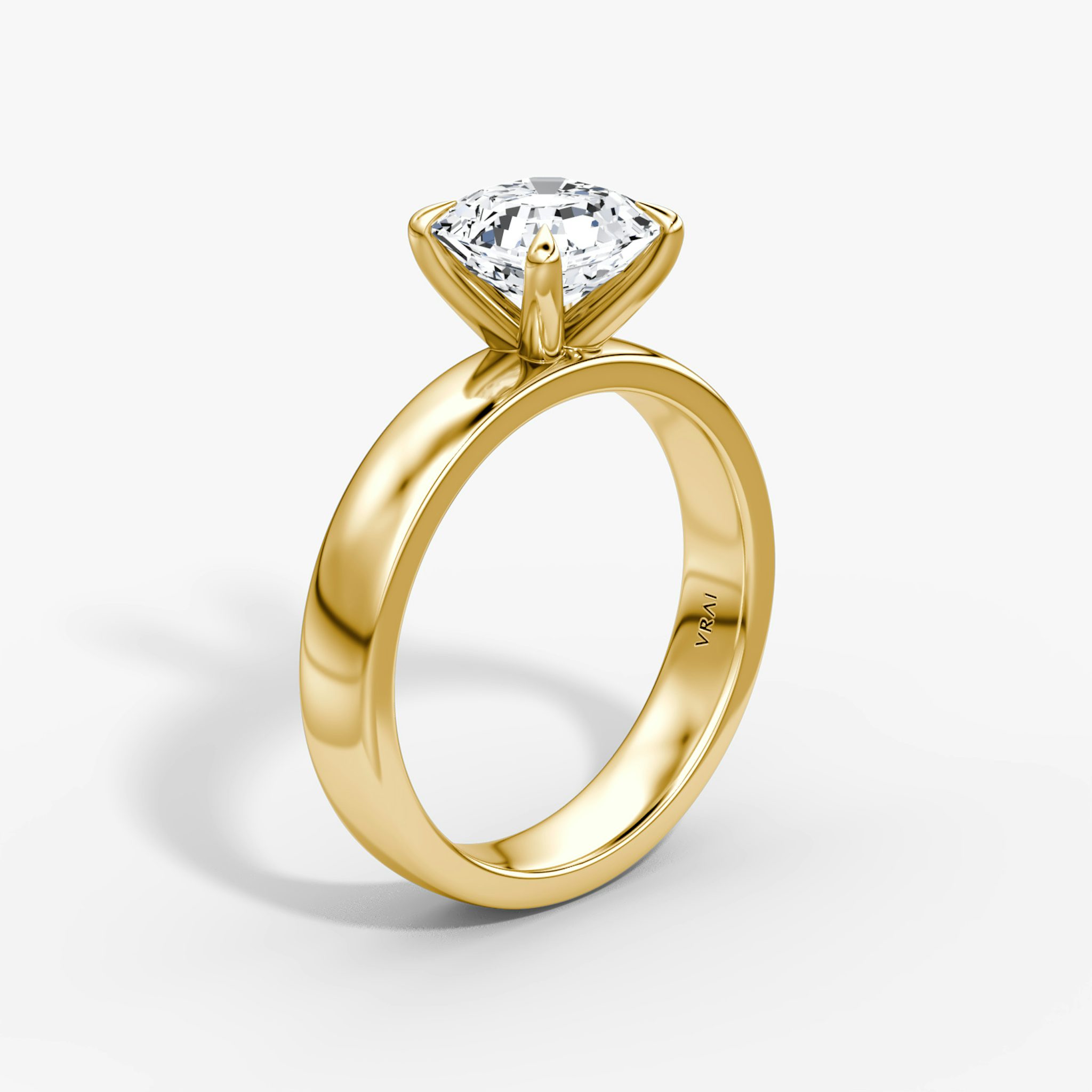 Cigar Band Solitaire | Asscher | 18k | Yellow Gold | bandWidth: 4mm | diamondOrientation: vertical | caratWeight: other