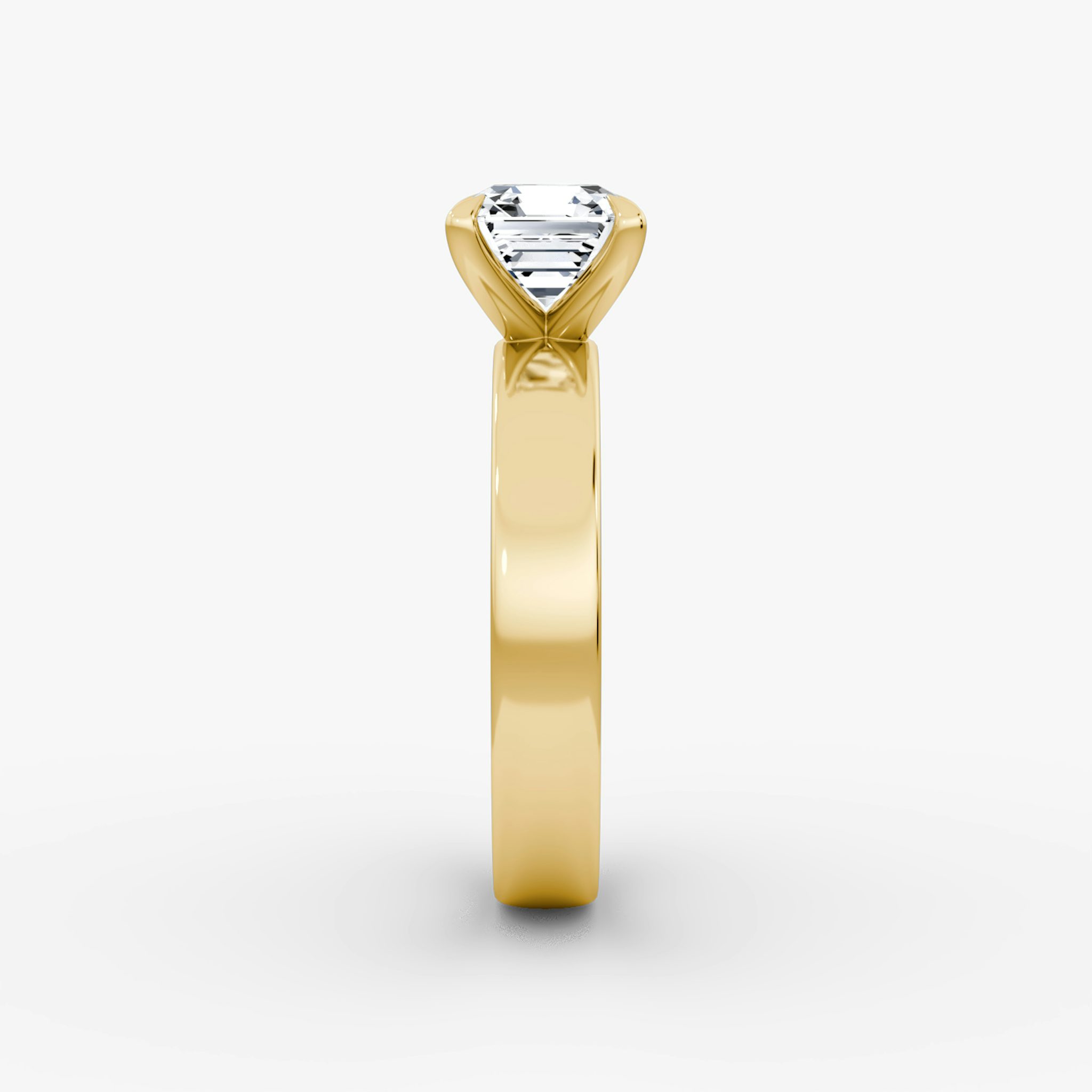 Cigar Band Solitaire | Asscher | 18k | Yellow Gold | bandWidth: 4mm | diamondOrientation: vertical | caratWeight: other