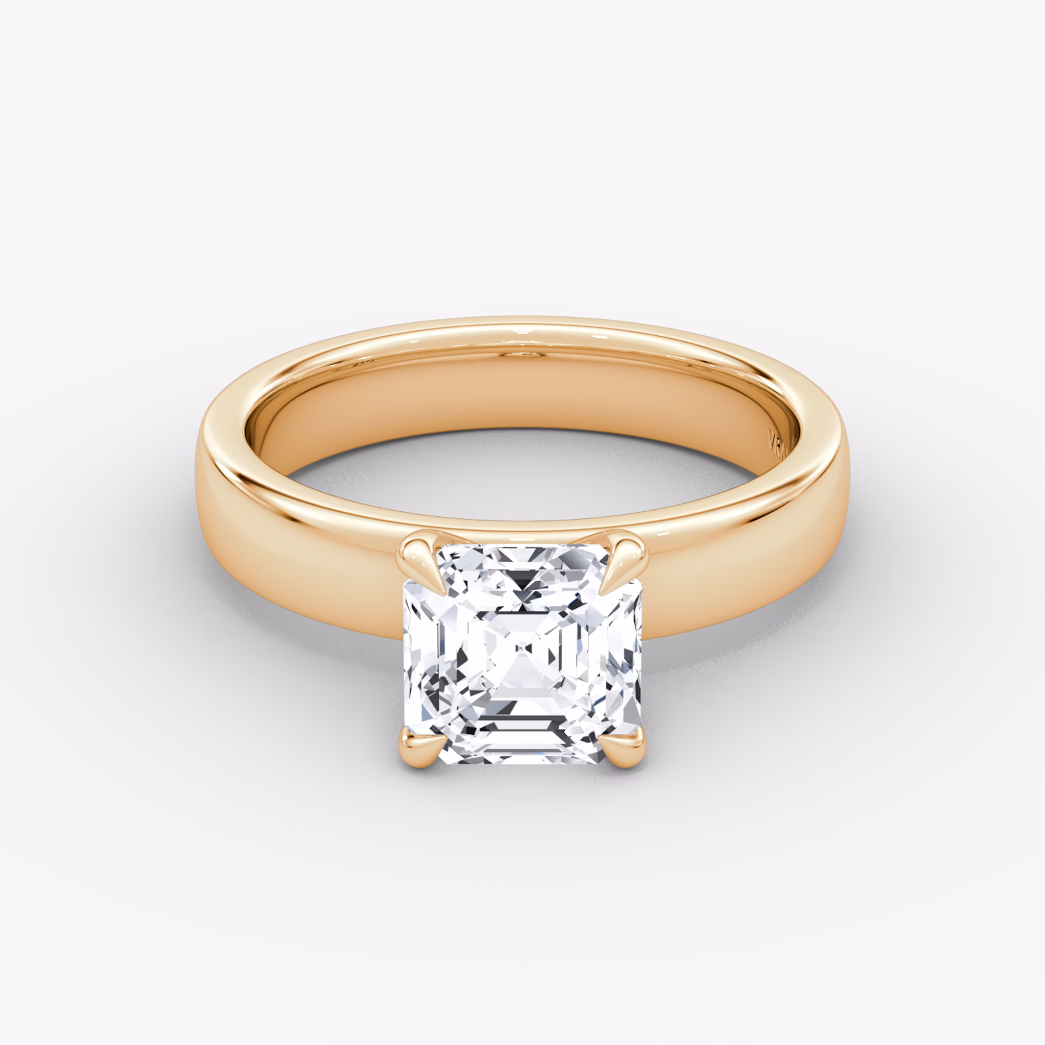 Cigar Band Solitaire | Asscher | 14k | Rose Gold | bandWidth: 4mm | diamondOrientation: vertical | caratWeight: other