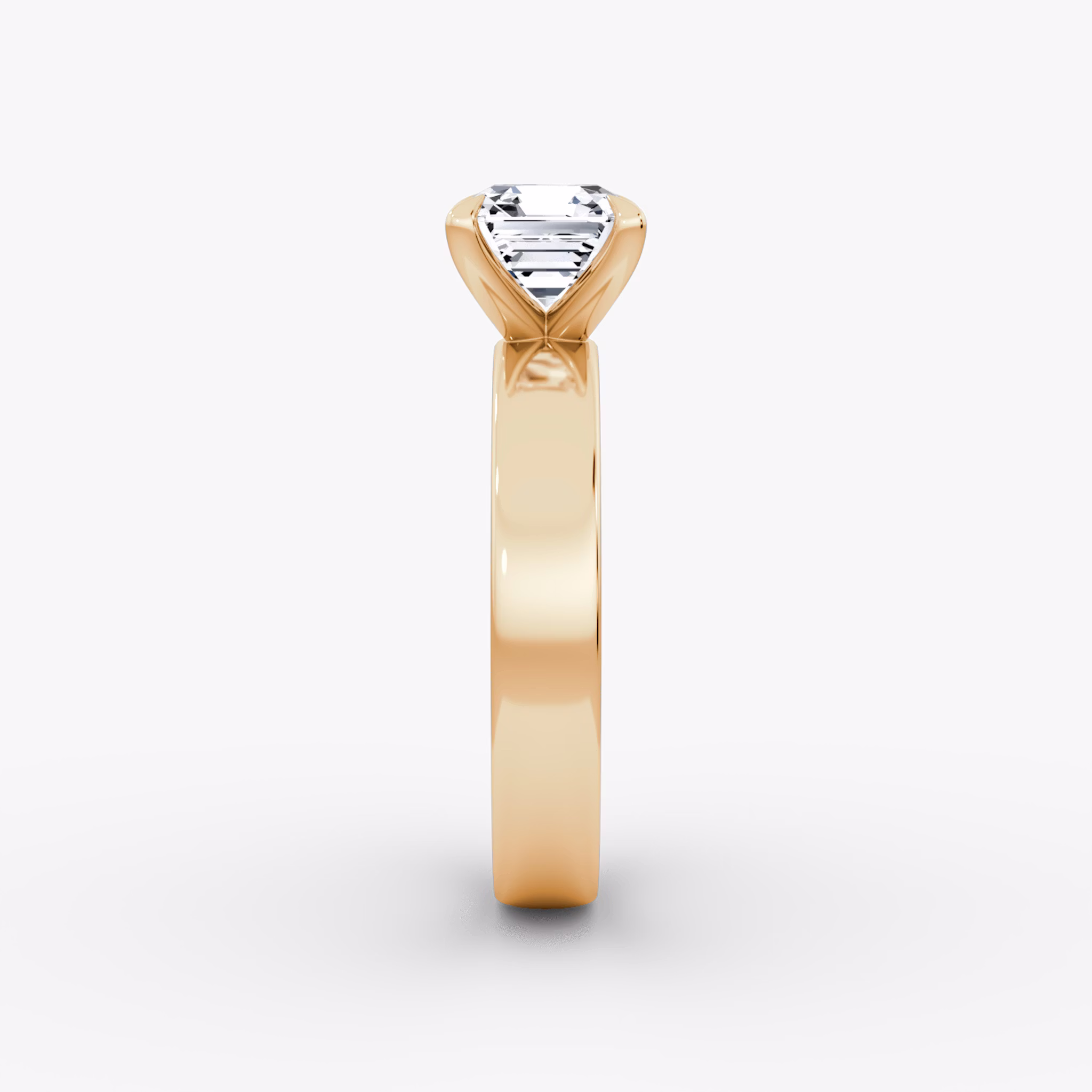 Cigar Band Solitaire | Asscher | 14k | Rose Gold | bandWidth: 4mm | diamondOrientation: vertical | caratWeight: other