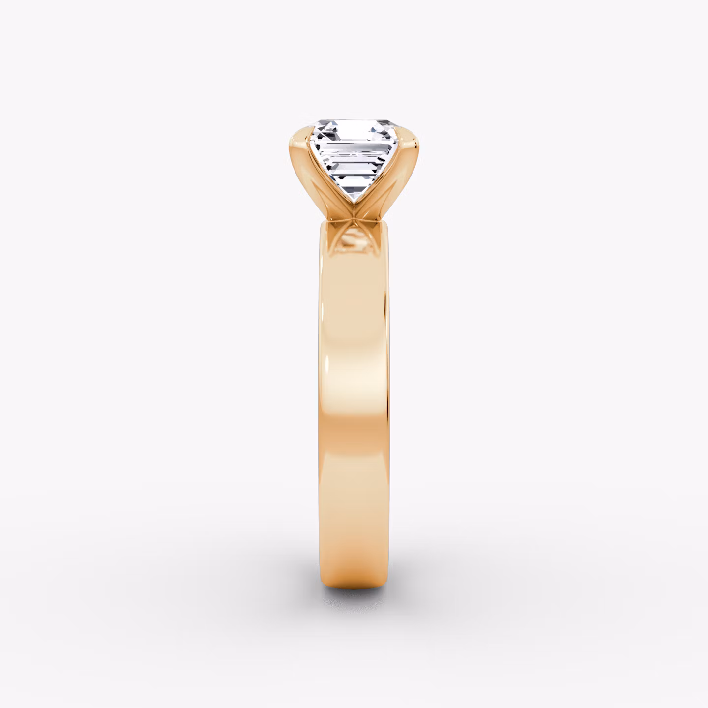 Cigar Band Solitaire | Asscher | 14k | Rose Gold | bandWidth: 4mm | diamondOrientation: vertical | caratWeight: other